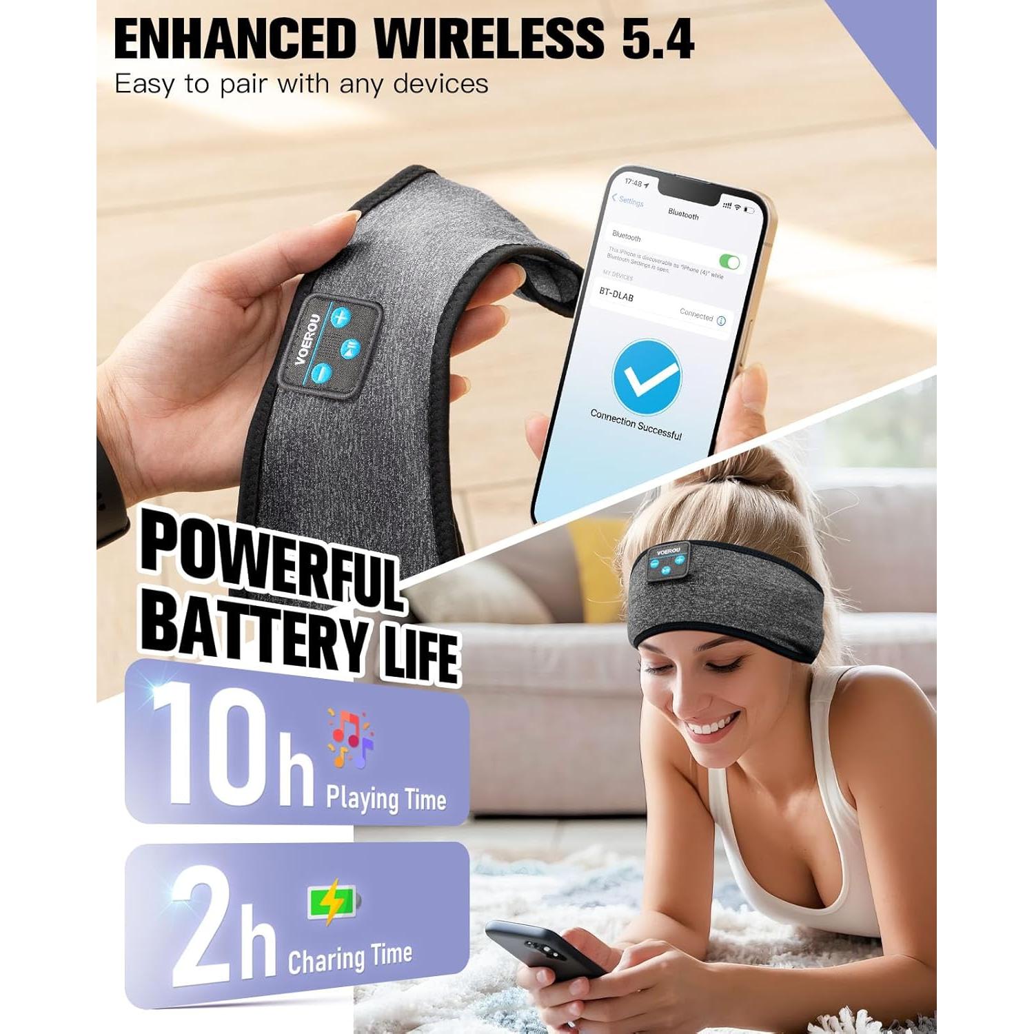 Auriculares para dormir Voerou Bluetooth con banda deportiva