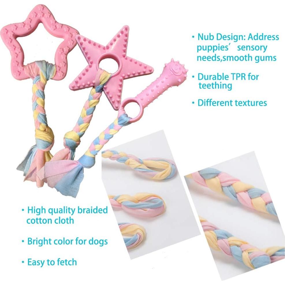 Juguetes para cachorros Volacopets 5 piezas rosa masticar