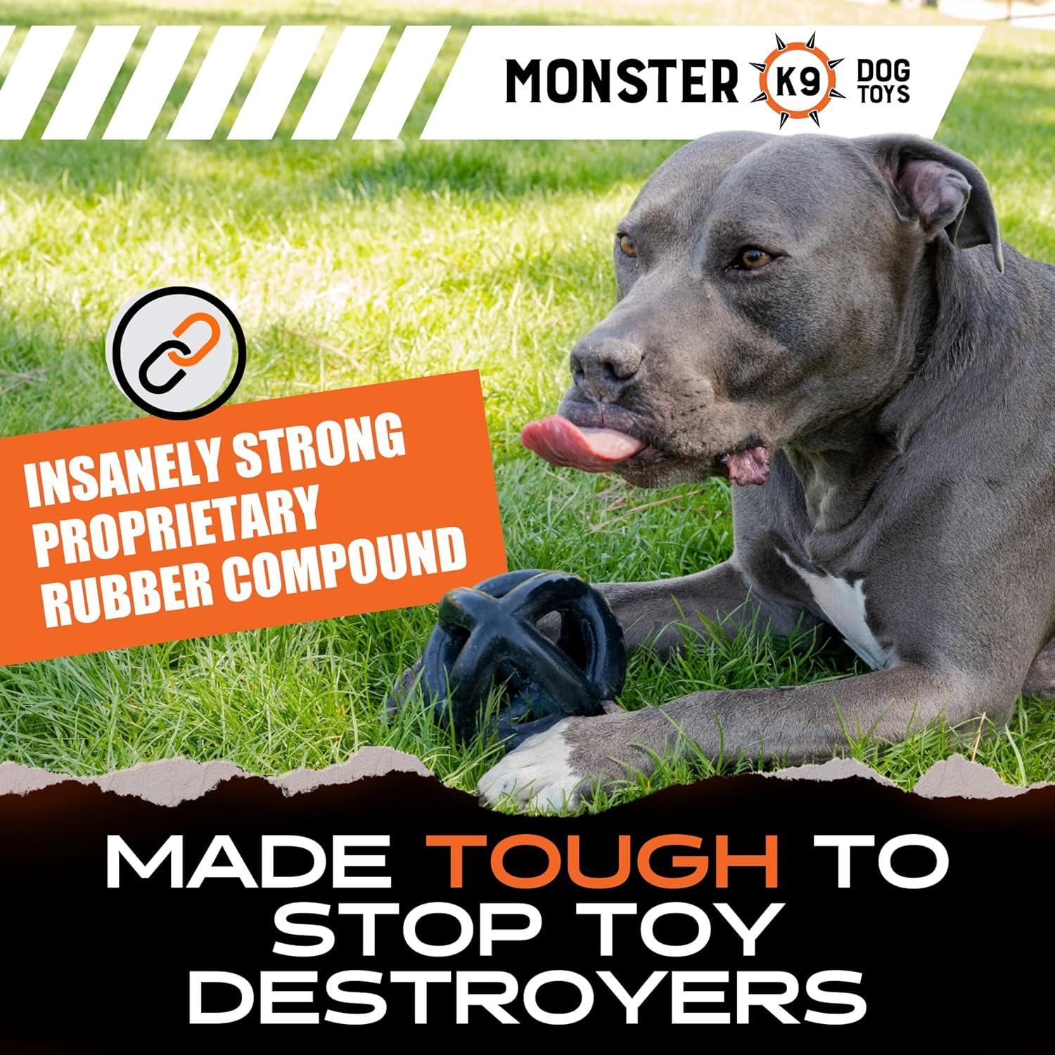 Bola Indestructible para Perros Monster K9 - 14 cm - Caucho Natural