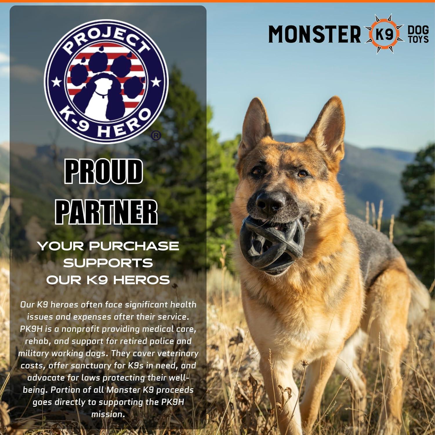 Bola Indestructible para Perros Monster K9 - 14 cm - Caucho Natural