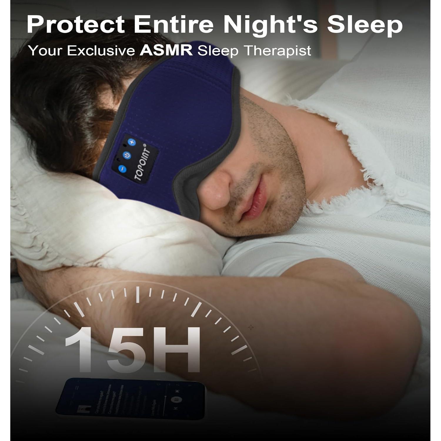 Máscara para dormir Bluetooth TOPOINT 3D con cancelación de ruido