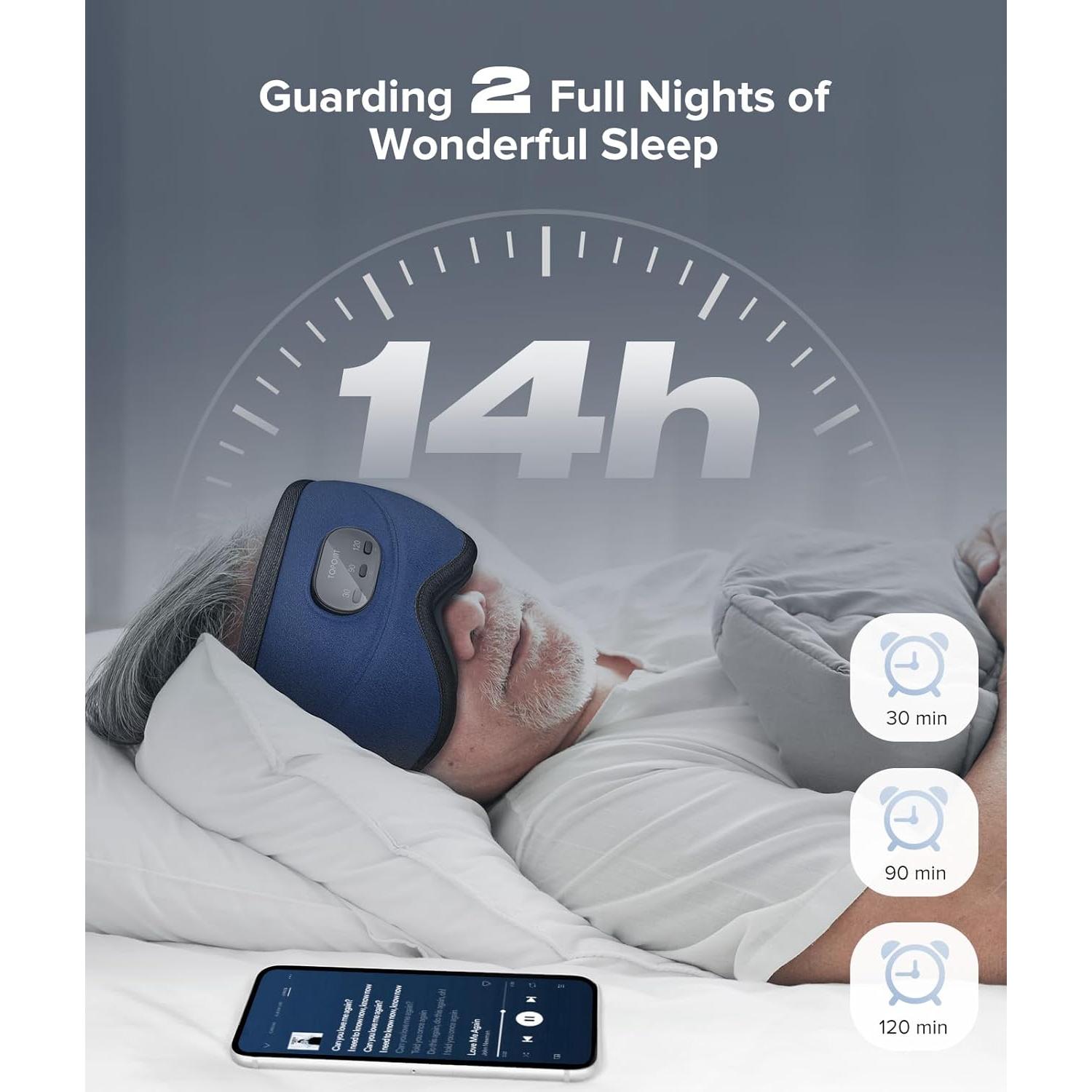 Máscara de Sueño TOPOINT con Bluetooth 5.4 y Ruido Blanco