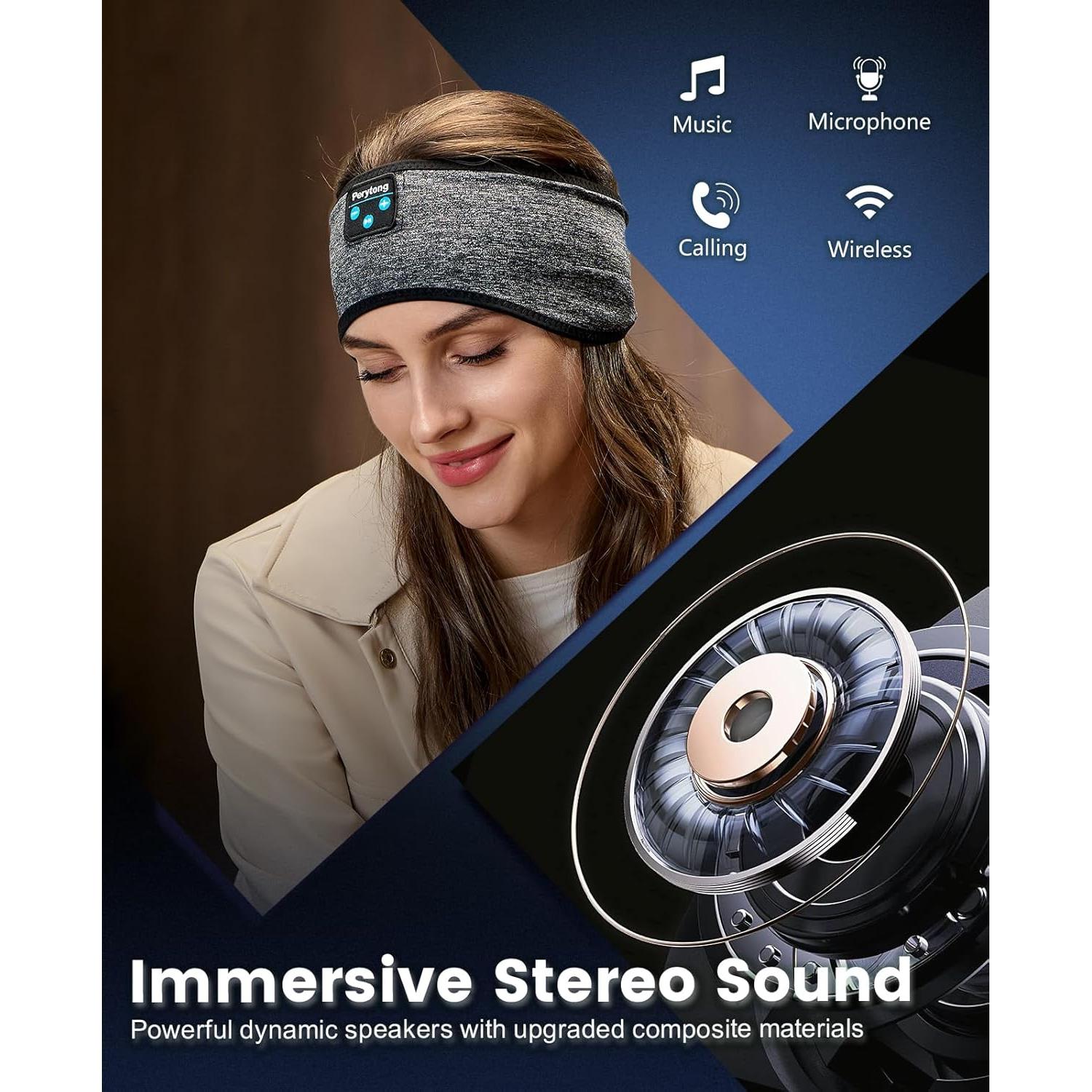 Auriculares para dormir Perytong Bluetooth Diadema Suave 10h