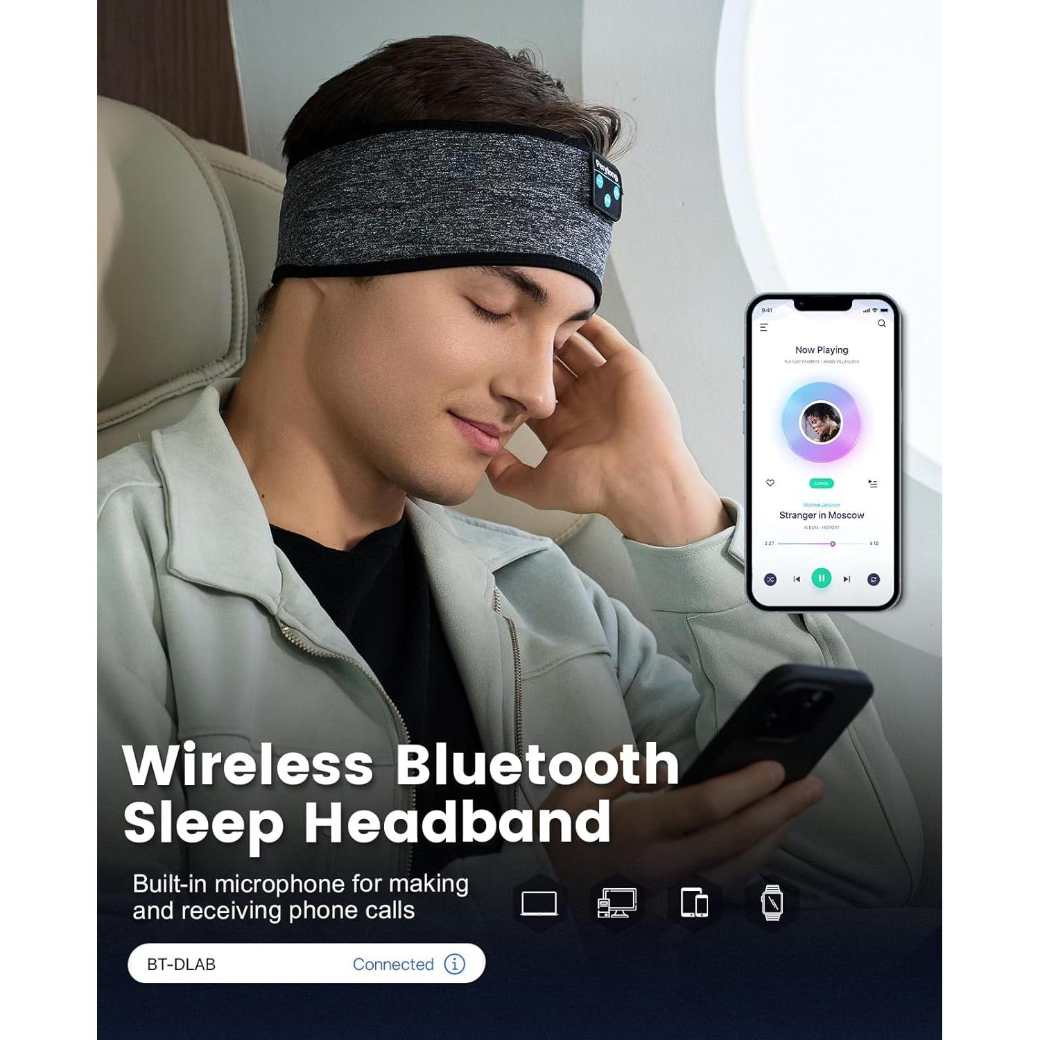 Auriculares para dormir Perytong Bluetooth Diadema Suave 10h