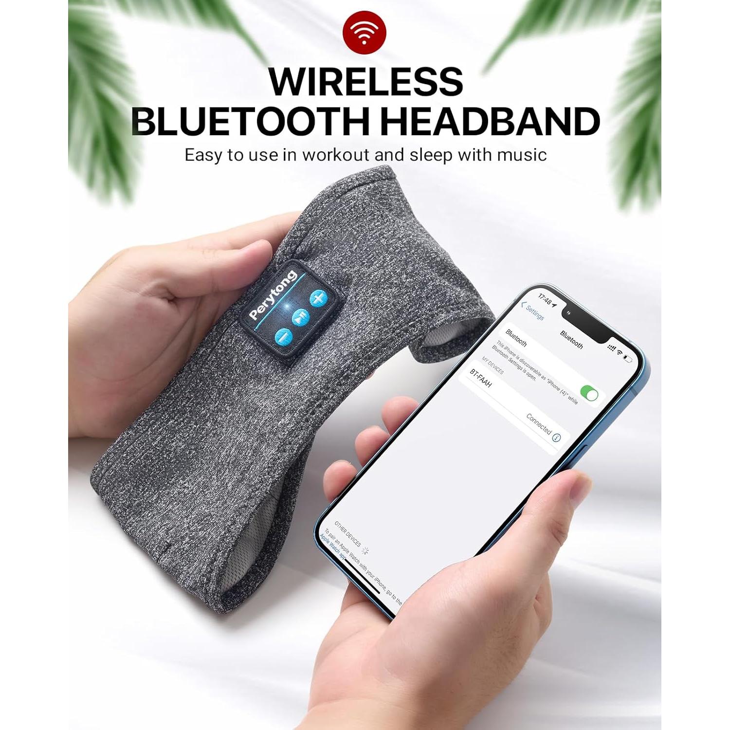 Perytong Sleep Headphones Wireless Headband Stretchable Bluetooth 5.4 Sleep Headband Earphones, Comfy Side Sleeping Earbuds with High Definition Stereo Speakers, Electronics, Gifts for Men Women