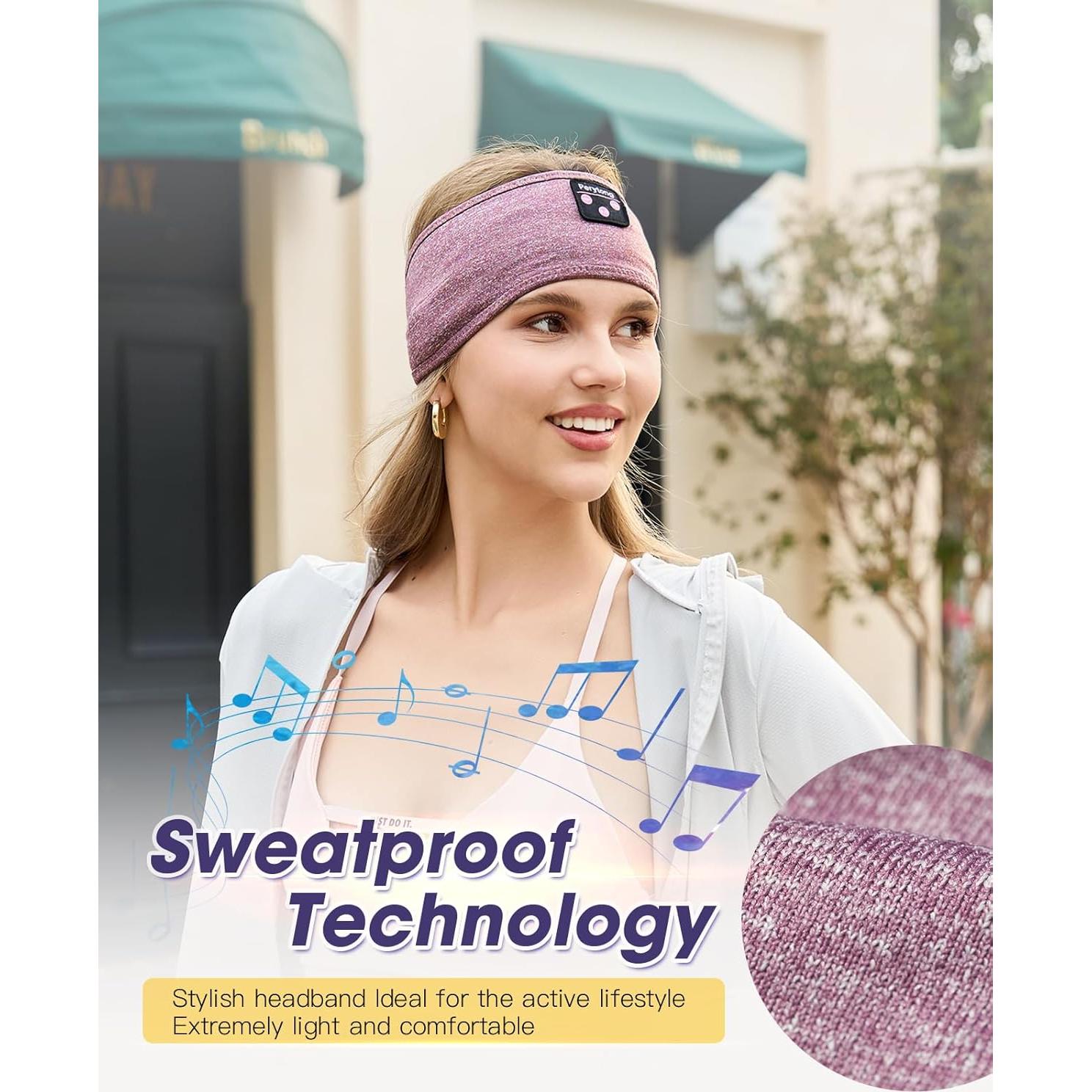 Perytong Bluetooth Headband with Wireless Sleeping Earbuds for Side Sleepers, Workout, Running, Insomnia, Travel, Yoga