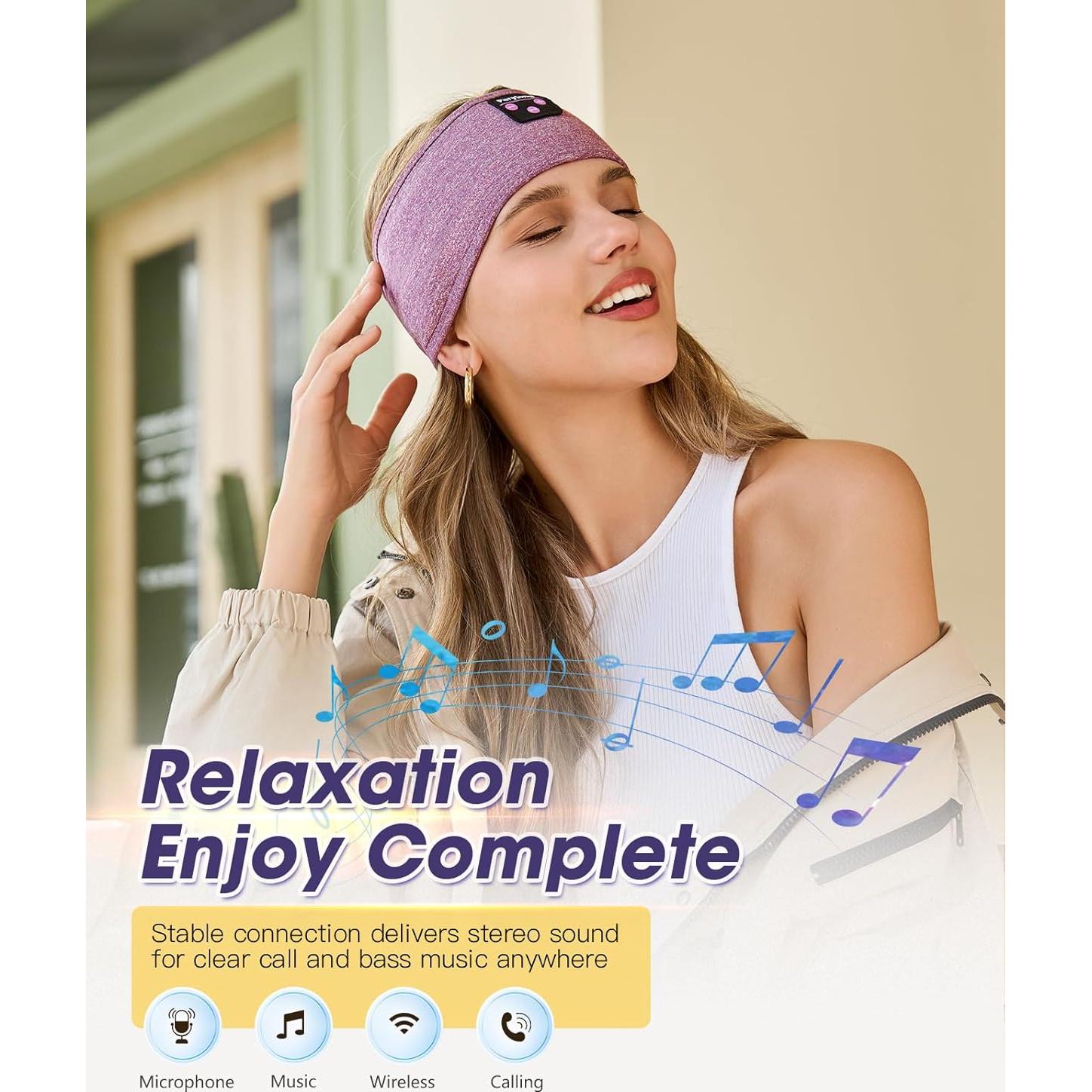 Perytong Bluetooth Headband with Wireless Sleeping Earbuds for Side Sleepers, Workout, Running, Insomnia, Travel, Yoga