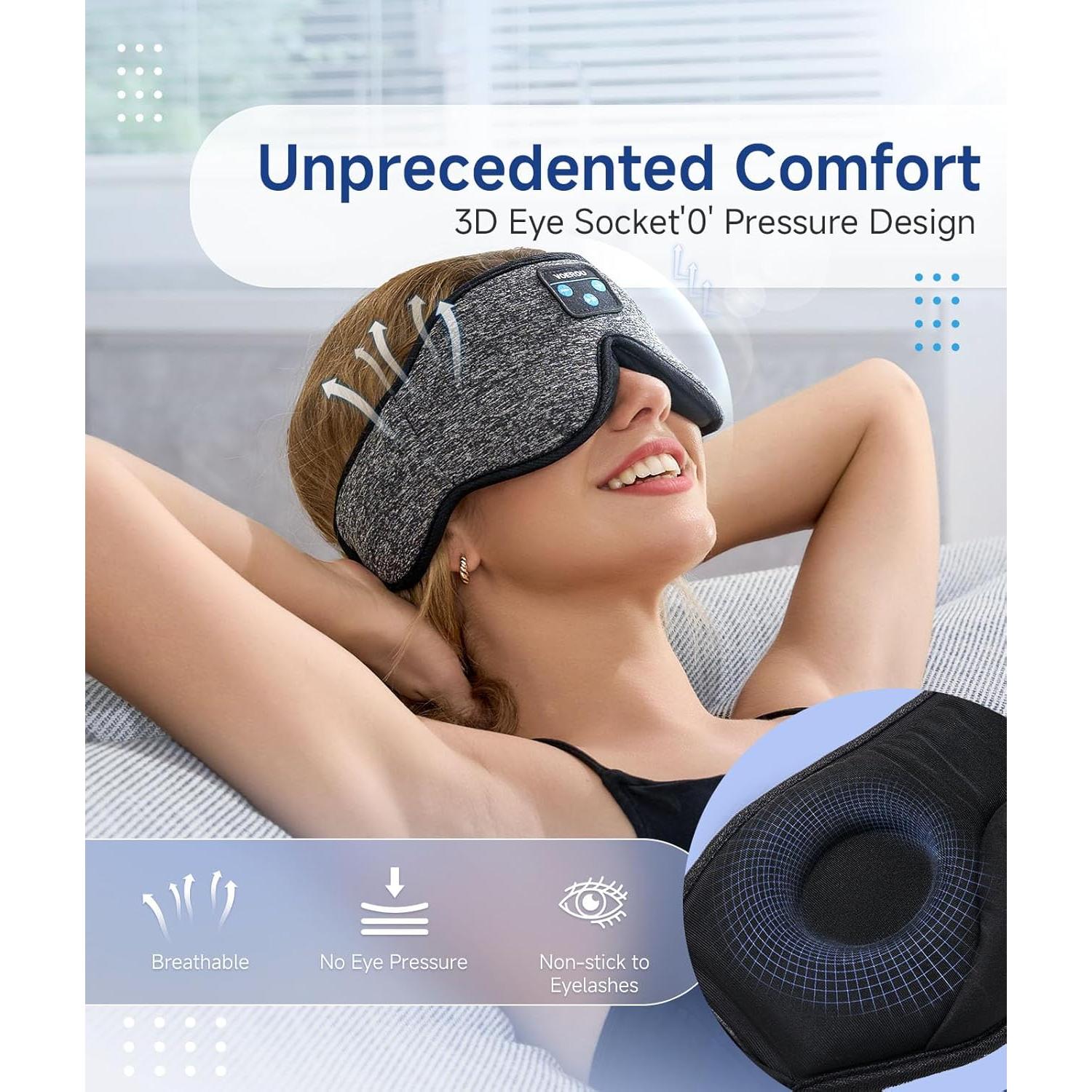 Máscara de Sueño Voerou con Auriculares Bluetooth 5.2