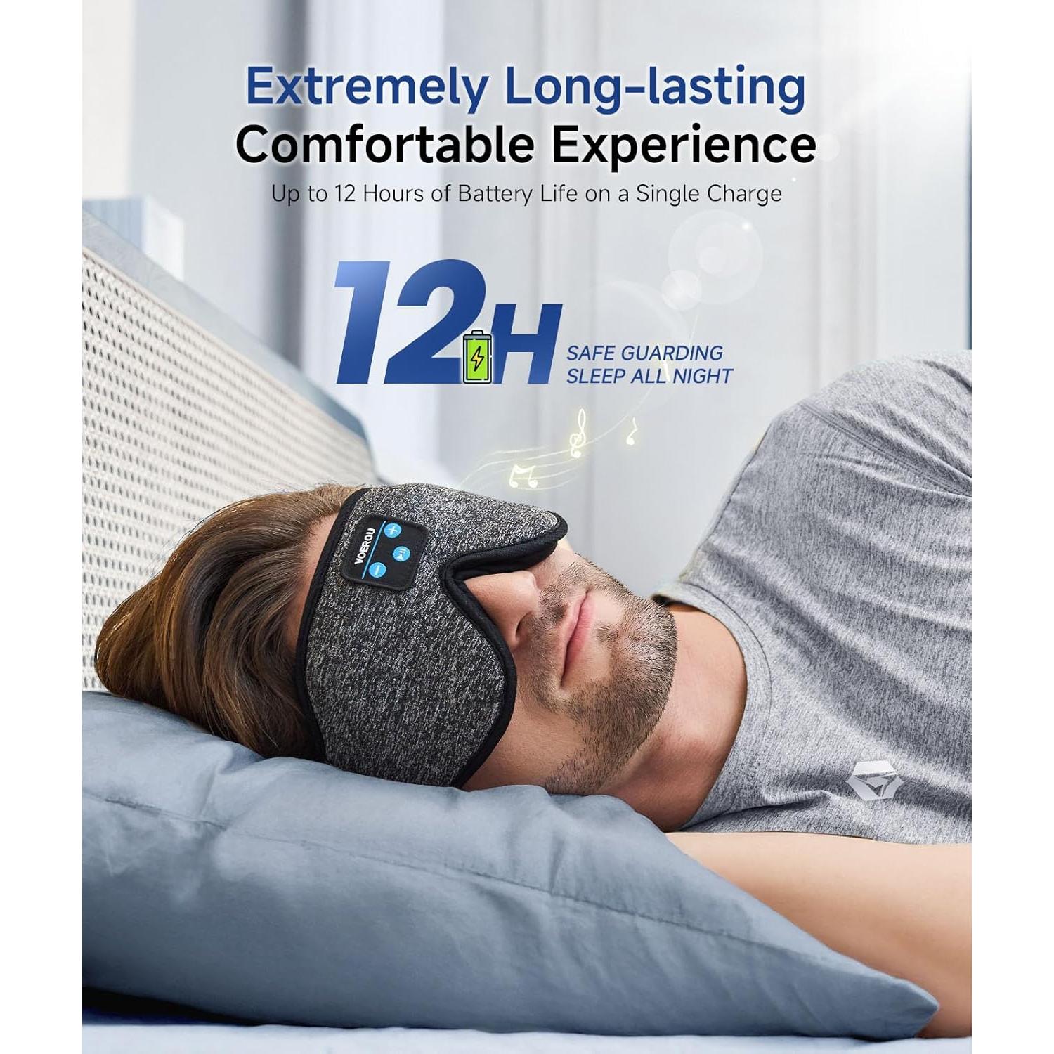 Máscara de Sueño Voerou con Auriculares Bluetooth 5.2