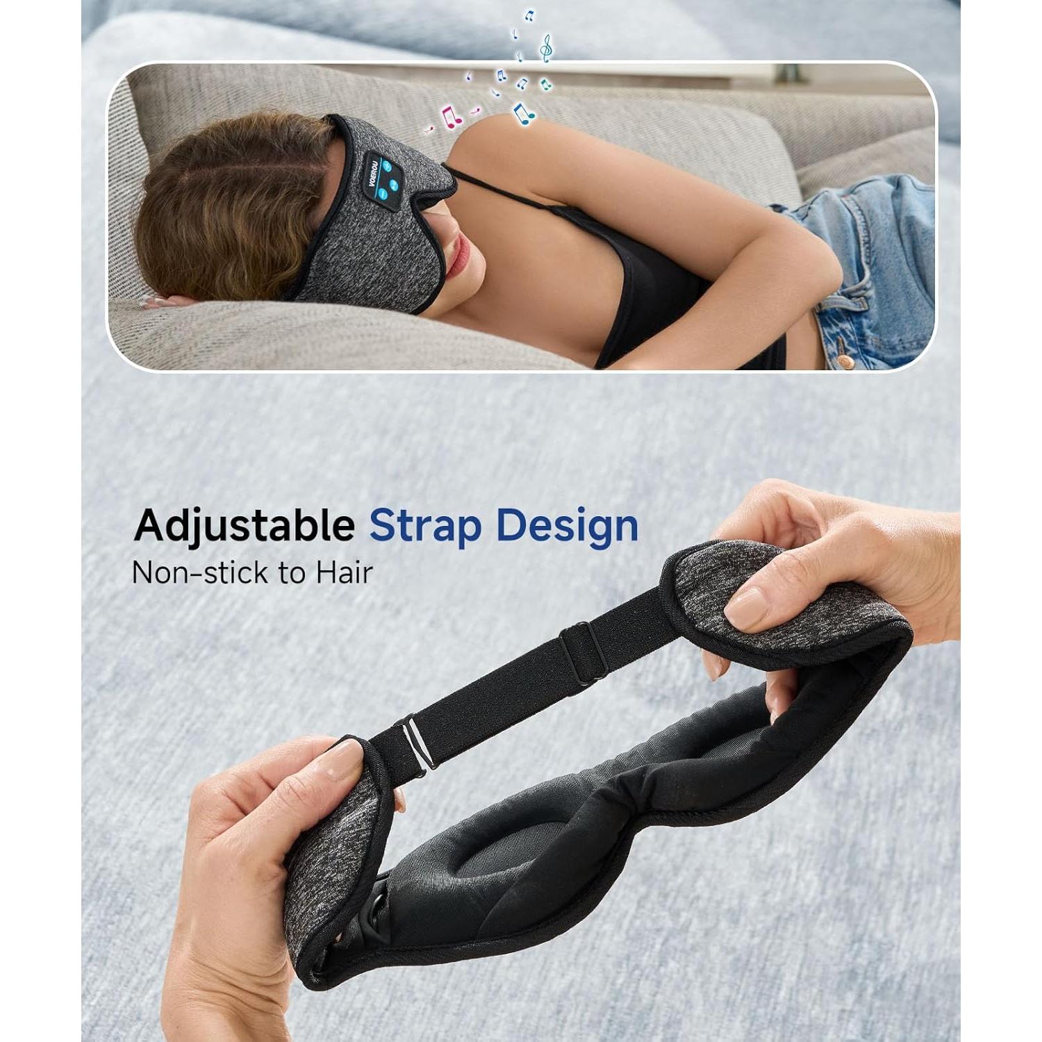 Máscara de Sueño Voerou con Auriculares Bluetooth 5.2