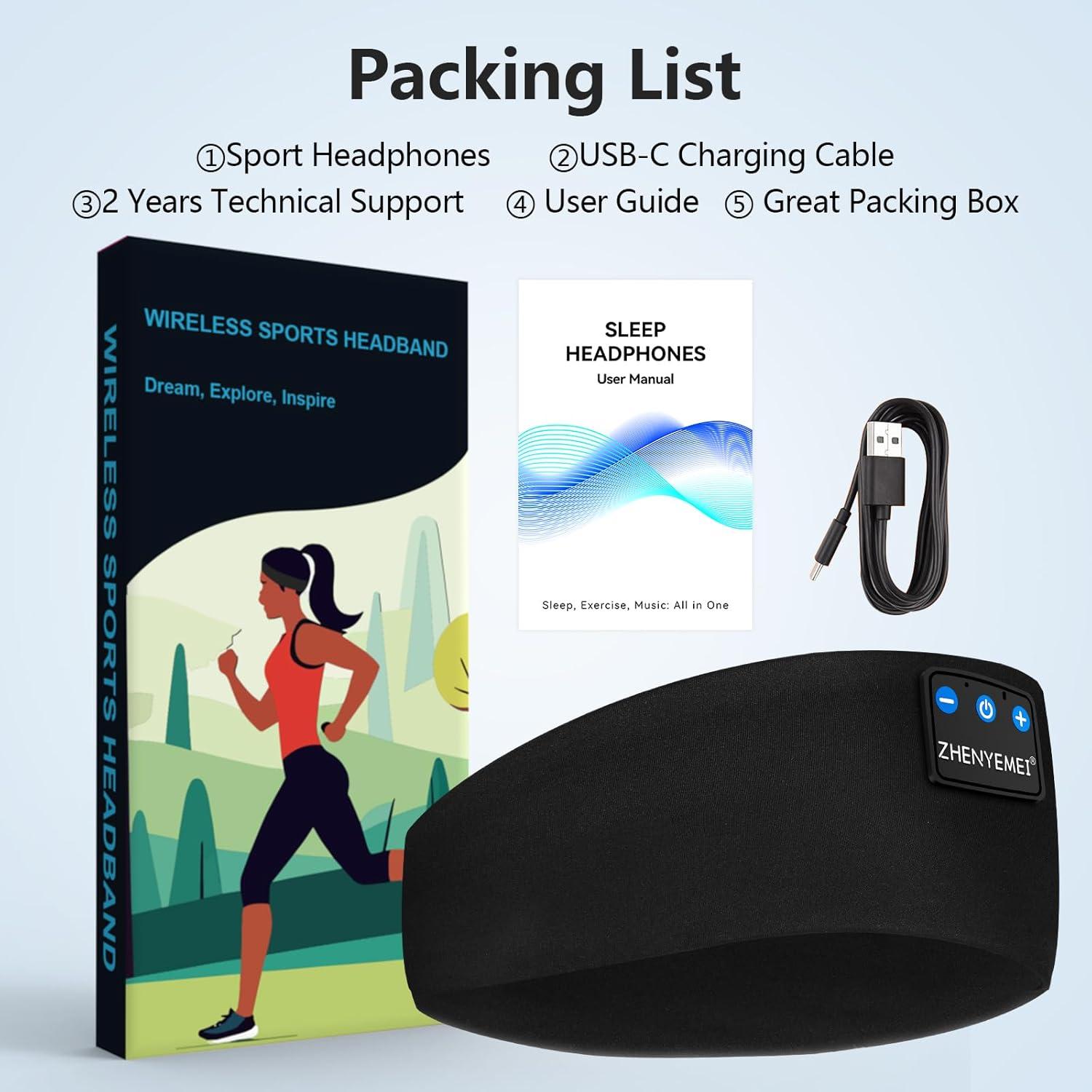 Auriculares para dormir Bluetooth ZHENYEMEI con micrófono HD