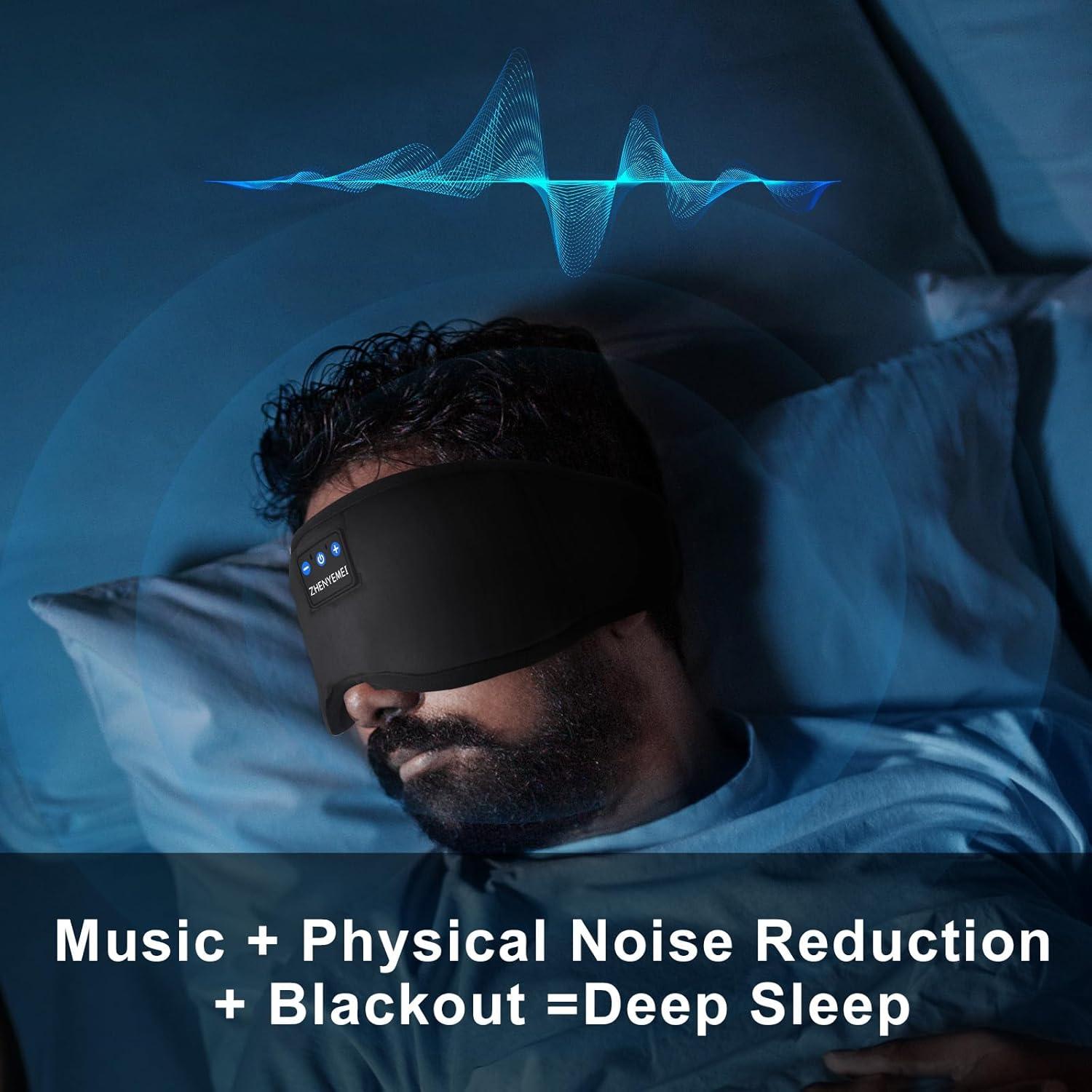 Deep Sleep Mask with Bluetooth 5.4 Headphones - Blackout Sleeping Mask Side Sleeper Eye Masks Earphone Rechargeable Headband Wiless Music Ear Muffs Portable Travel Essentials Gift for Women Men Mom