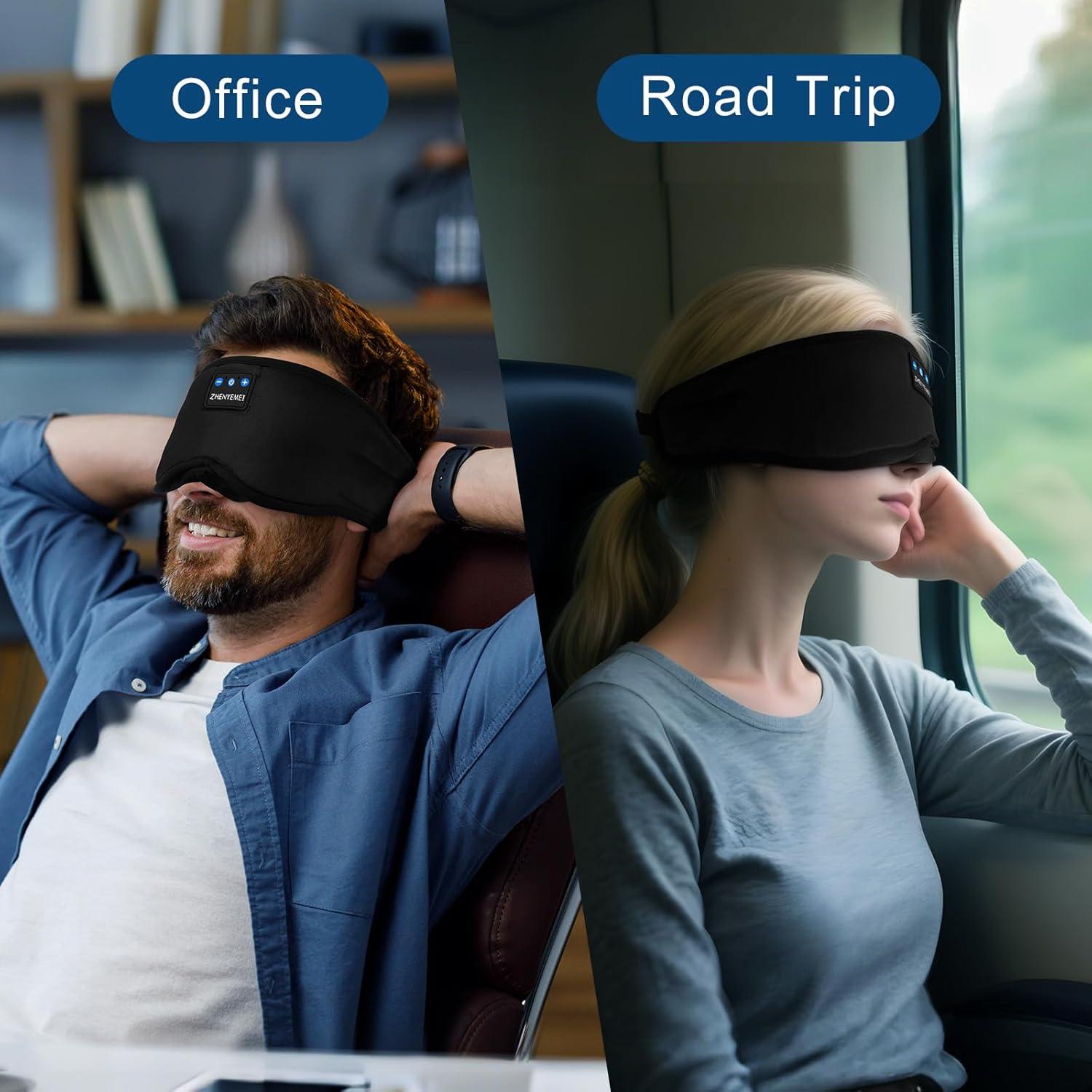 Deep Sleep Mask with Bluetooth 5.4 Headphones - Blackout Sleeping Mask Side Sleeper Eye Masks Earphone Rechargeable Headband Wiless Music Ear Muffs Portable Travel Essentials Gift for Women Men Mom