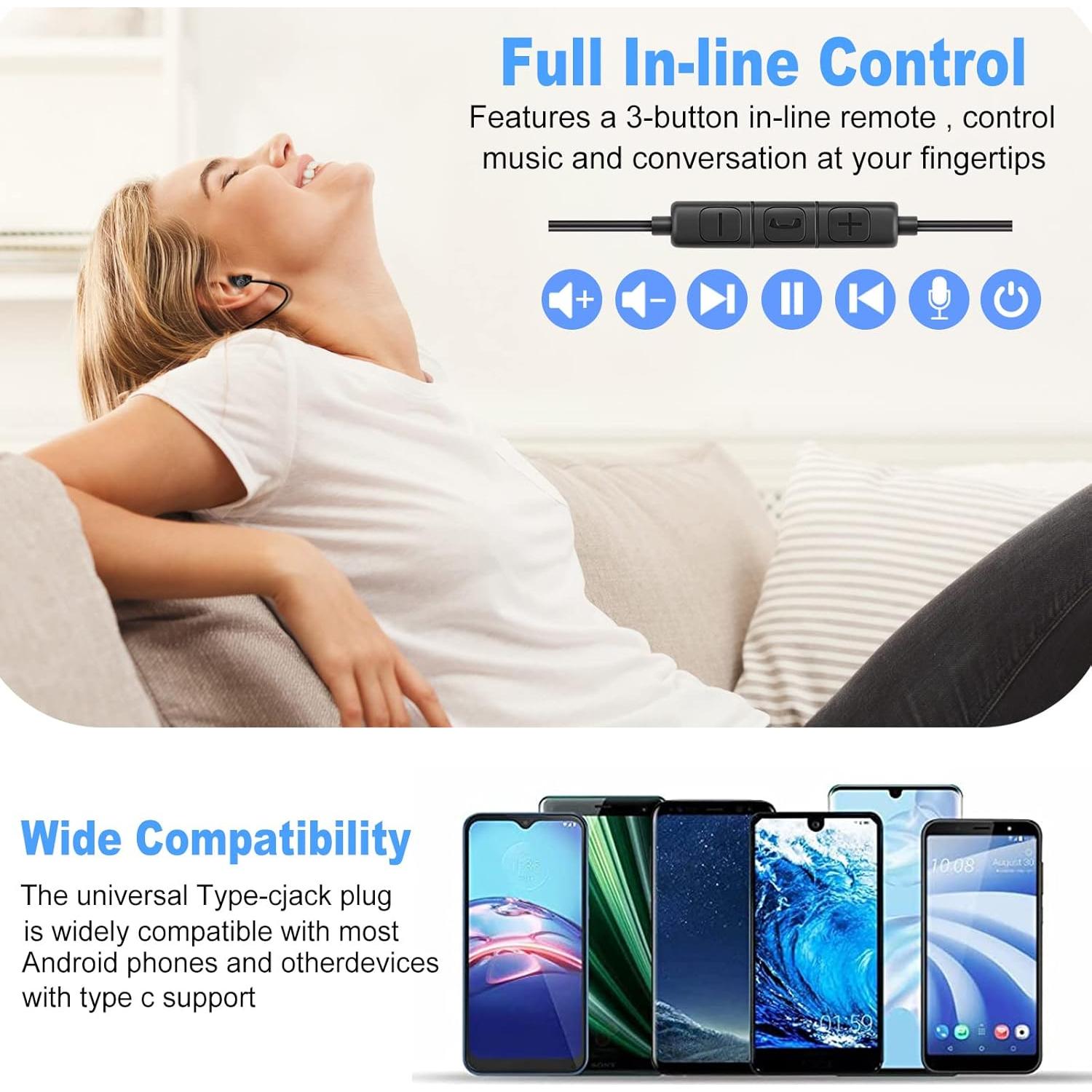 Auriculares con Cable USB-C MAXROCK para Dormir - 2 Piezas