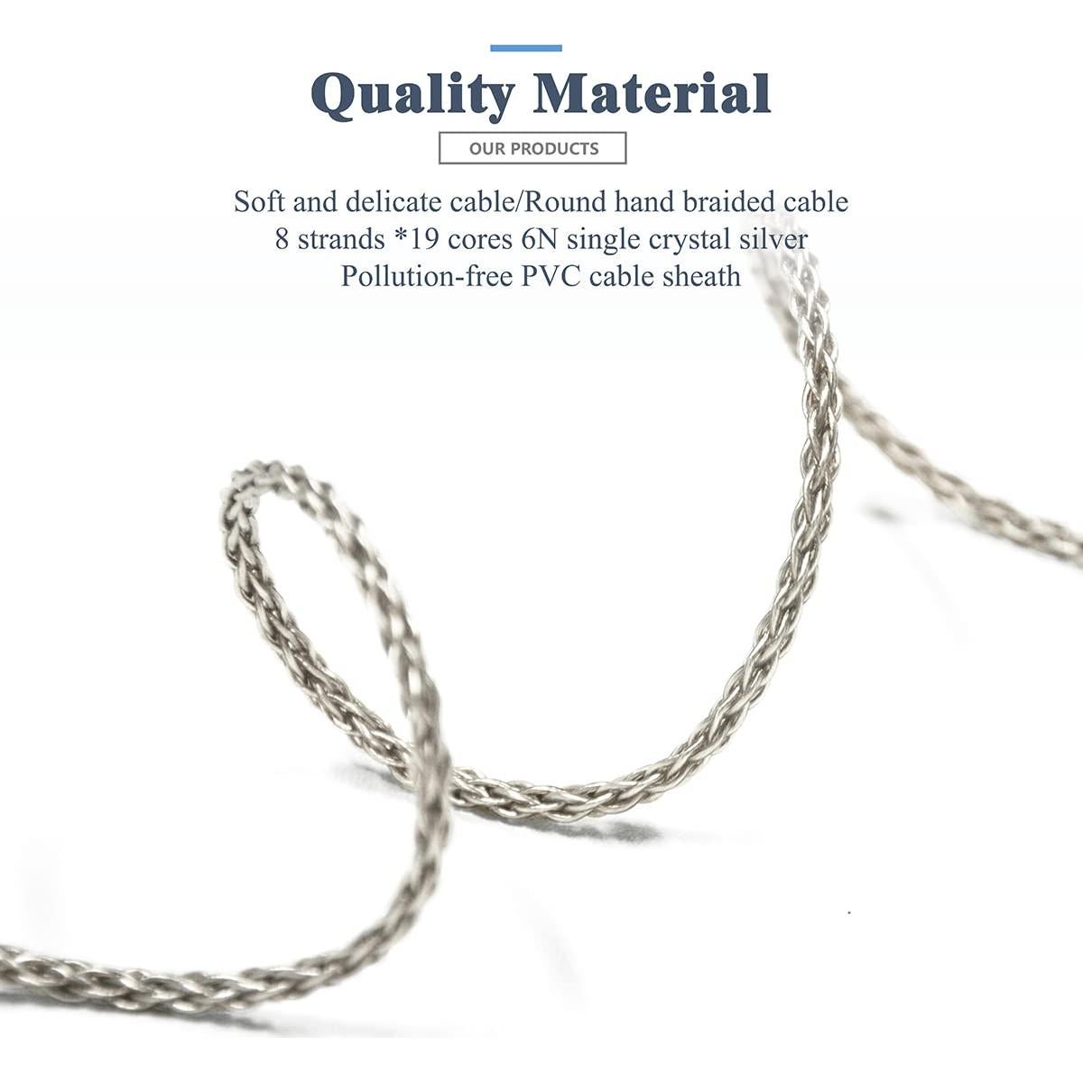 Cable de Auriculares GUCraftsman 1.8m 6N Plata Cristal 4.4mm