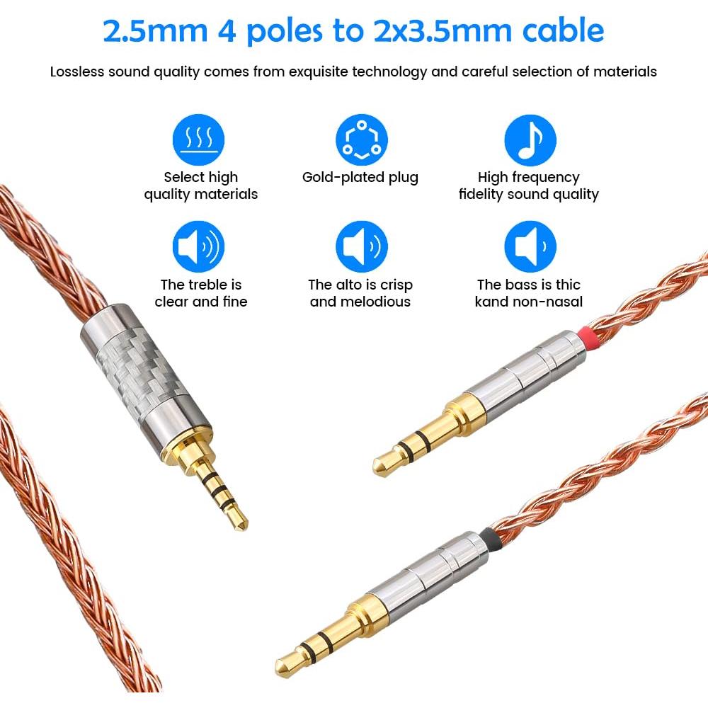 Cable de Reemplazo XIUSHAOT para Auriculares Hifiman 2.5mm