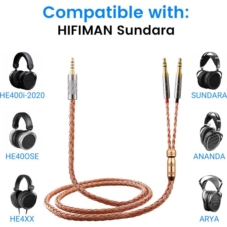 Cable de Reemplazo XIUSHAOT para Auriculares Hifiman 2.5mm