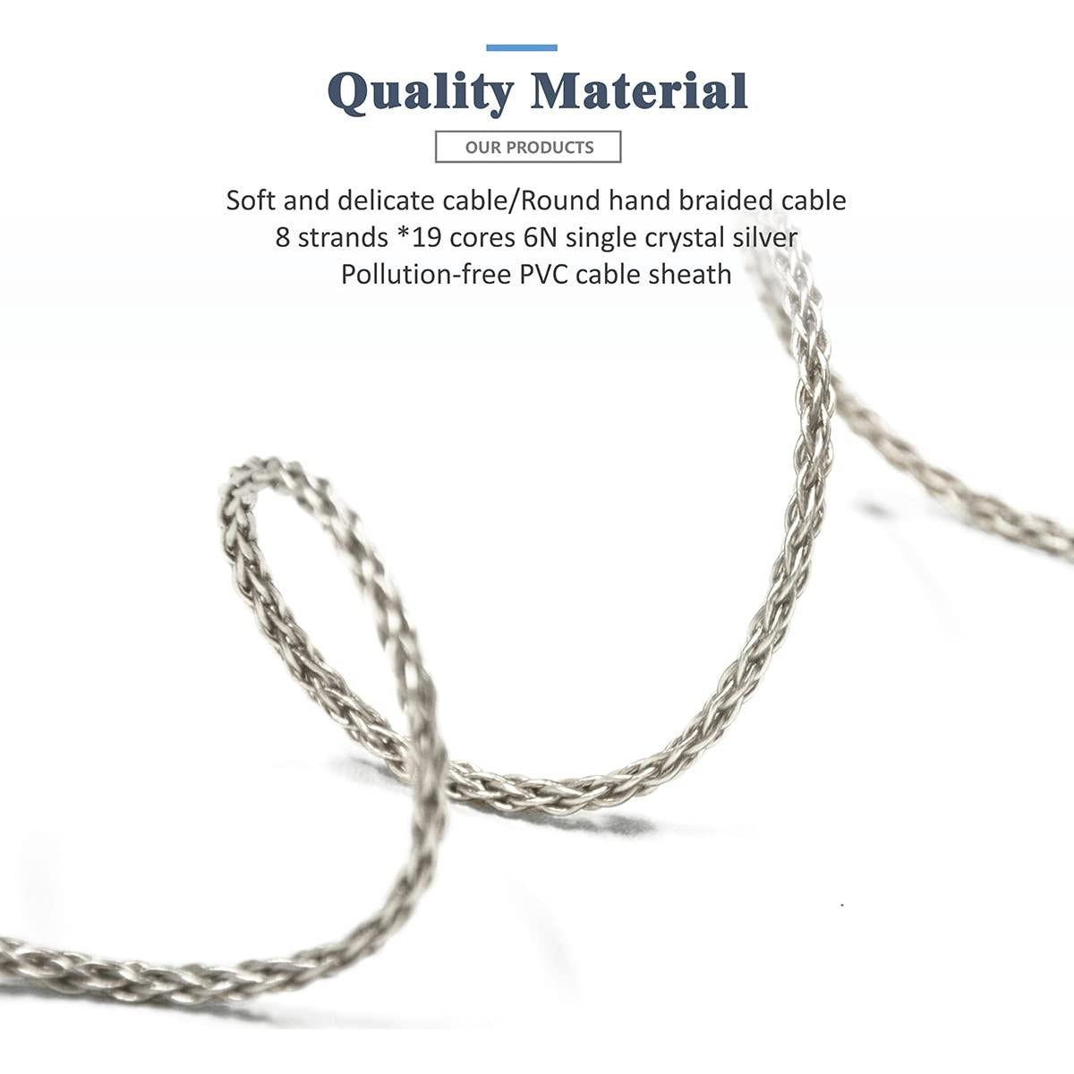 Cable de Auriculares GUCraftsman 6N Plata 1.8m 4Pin XLR