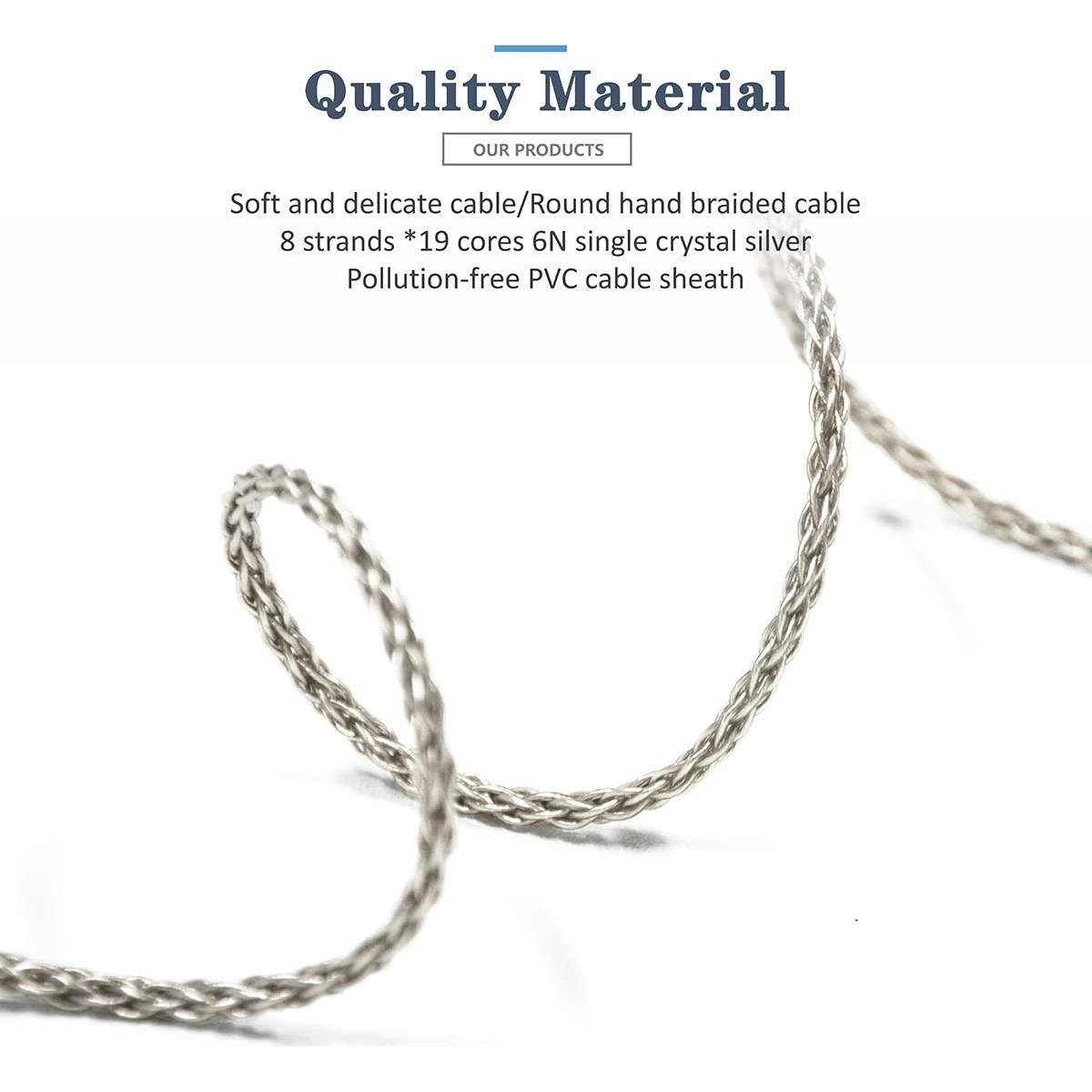 Cable de Auriculares GUCraftsman 1.8m 6N Plata 3.5mm/4.4mm/6.35mm