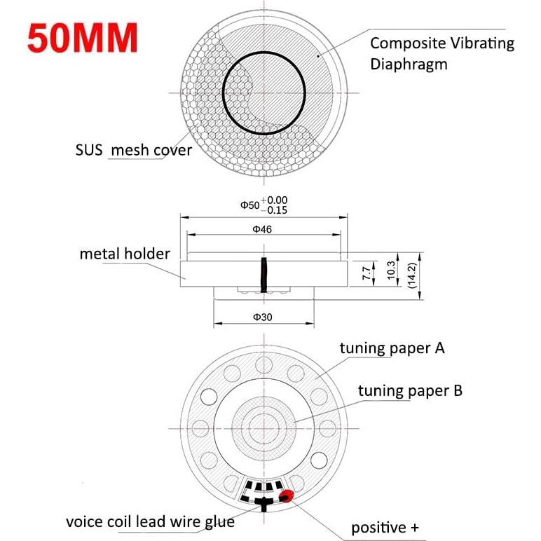 Controlador de Auriculares HiFi 50mm Voarmaks Impedancia 300 Ohm