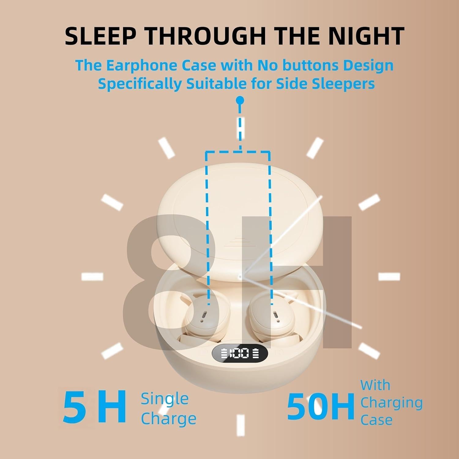 Auriculares M73 para dormir HJX, ultraligeros, 50h batería