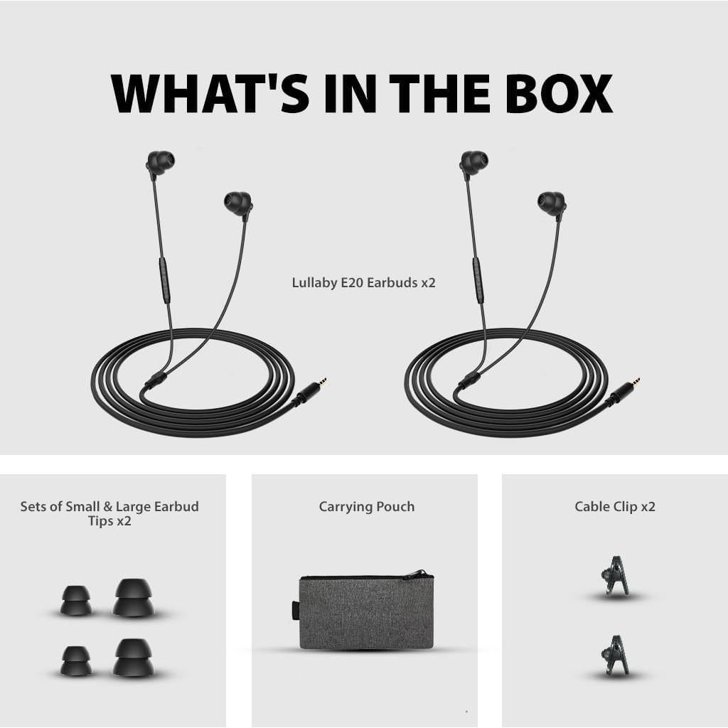Auriculares con Cable Avantree Lullaby E20 para Dormir - 2 Paquetes