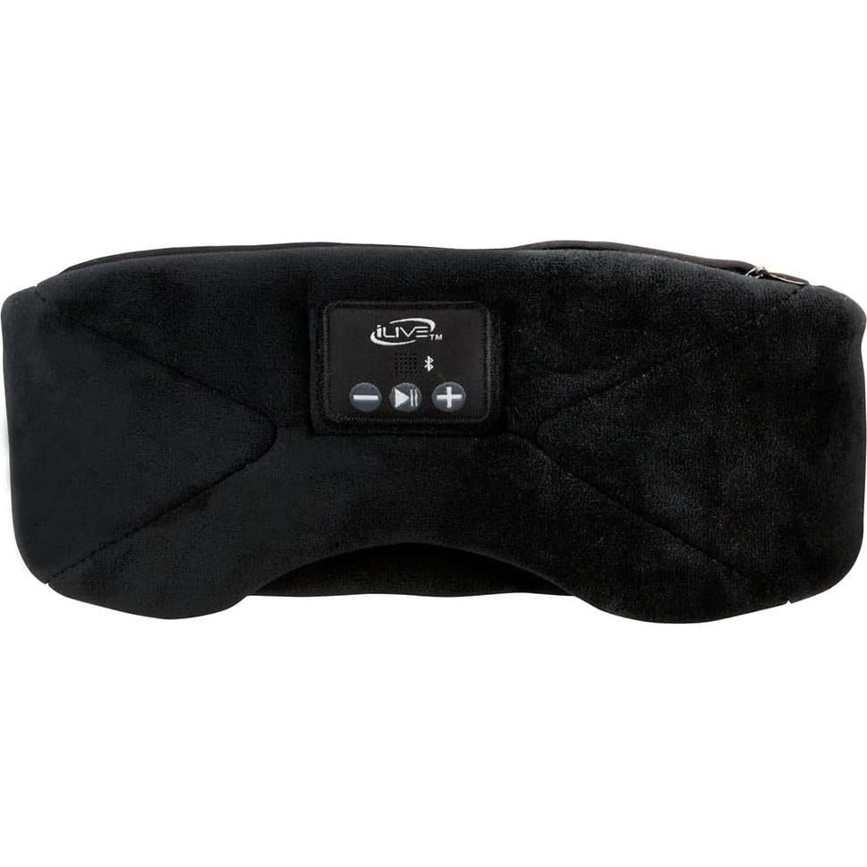 iLive Bluetooth Wireless Sleep Mask Headphones, Adjustable Headband, Carry Pouch Included, Black (IAHB31B)