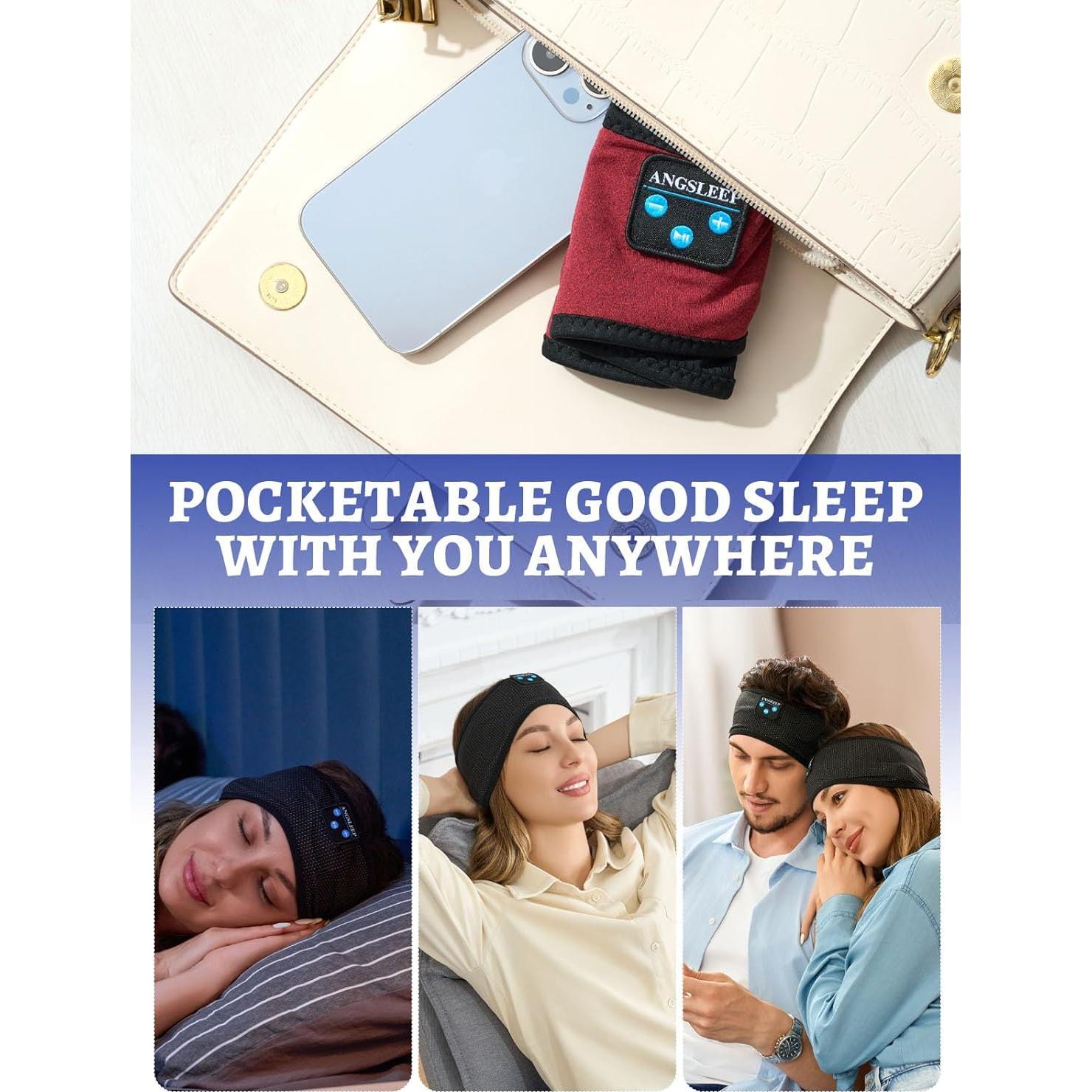 Sleep Headphones, Support Wireless & Wired Palyback, Bluetooth Headband Headphones with Ultra-Thin HD Stereo Speakers, Good Breathability, Perfect for Sleeping,Workout,Yoga,Insomnia,Air Travel