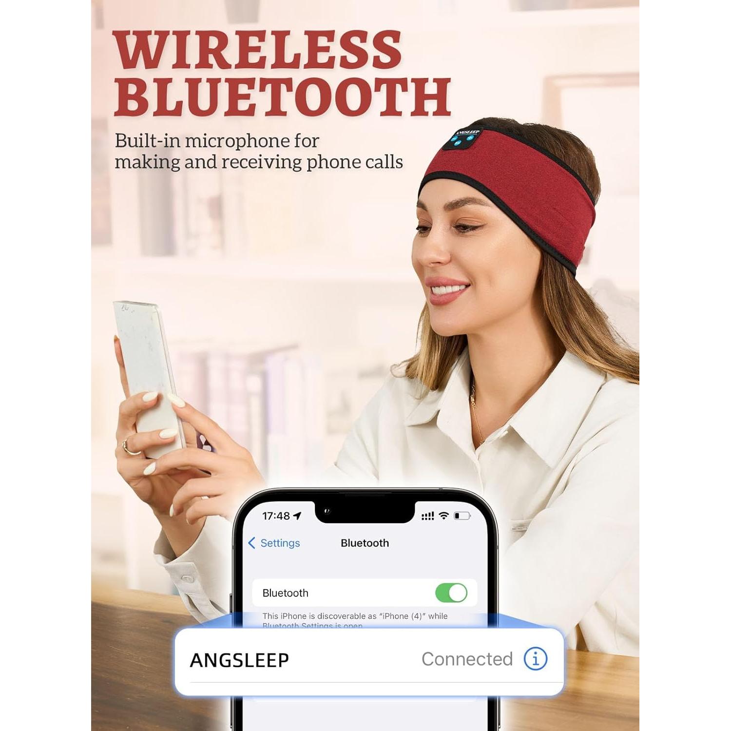 Sleep Headphones, Support Wireless & Wired Palyback, Bluetooth Headband Headphones with Ultra-Thin HD Stereo Speakers, Good Breathability, Perfect for Sleeping,Workout,Yoga,Insomnia,Air Travel