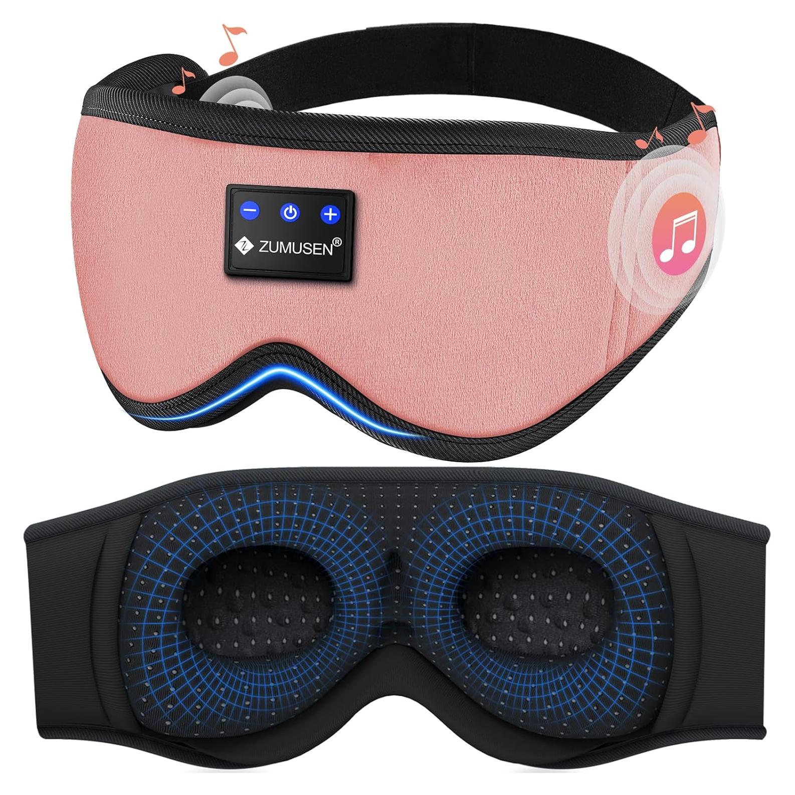 Auriculares Bluetooth ZUMUSEN con Máscara de Ojos Rosa 3D