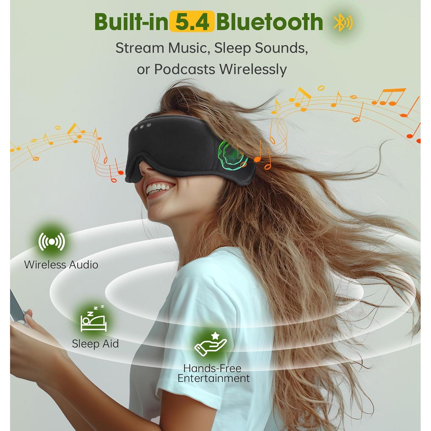 Máscara de Sueño Bluetooth 3D LC-dolida de Algodón de Bambú