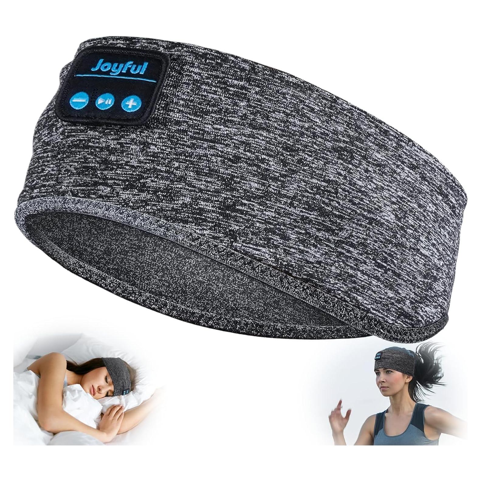 Sleep Headphones Bluetooth 5.3 Headband, Sports Wireless Earphones Sweat Resistant Earbuds with Ultra-Thin HD Stereo Speakers, Sleep Mask for Running,Workout, Yoga,Insomnia,Travel Cool Gadgets Gifts