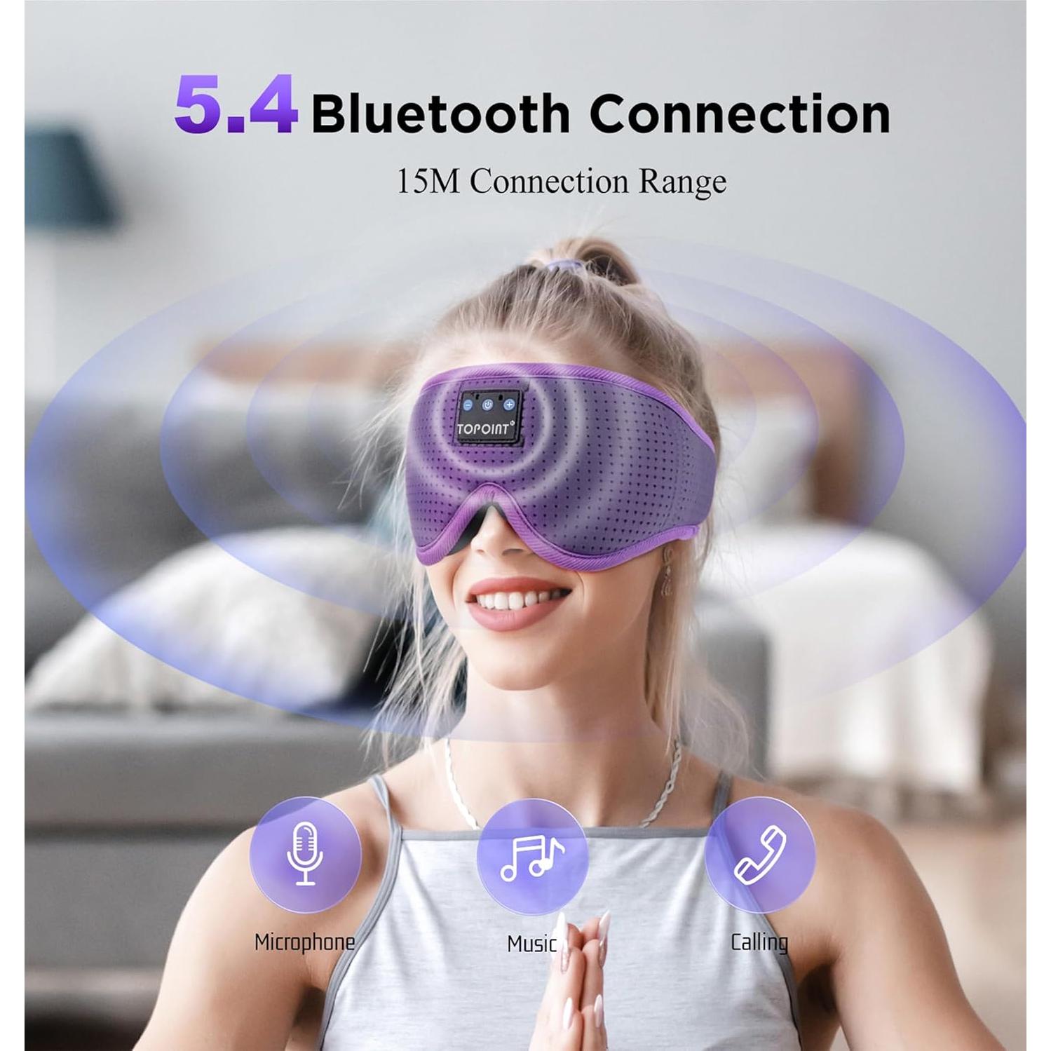Máscara de Sueño Bluetooth TOPOINT 3D con Cancelación de Ruido