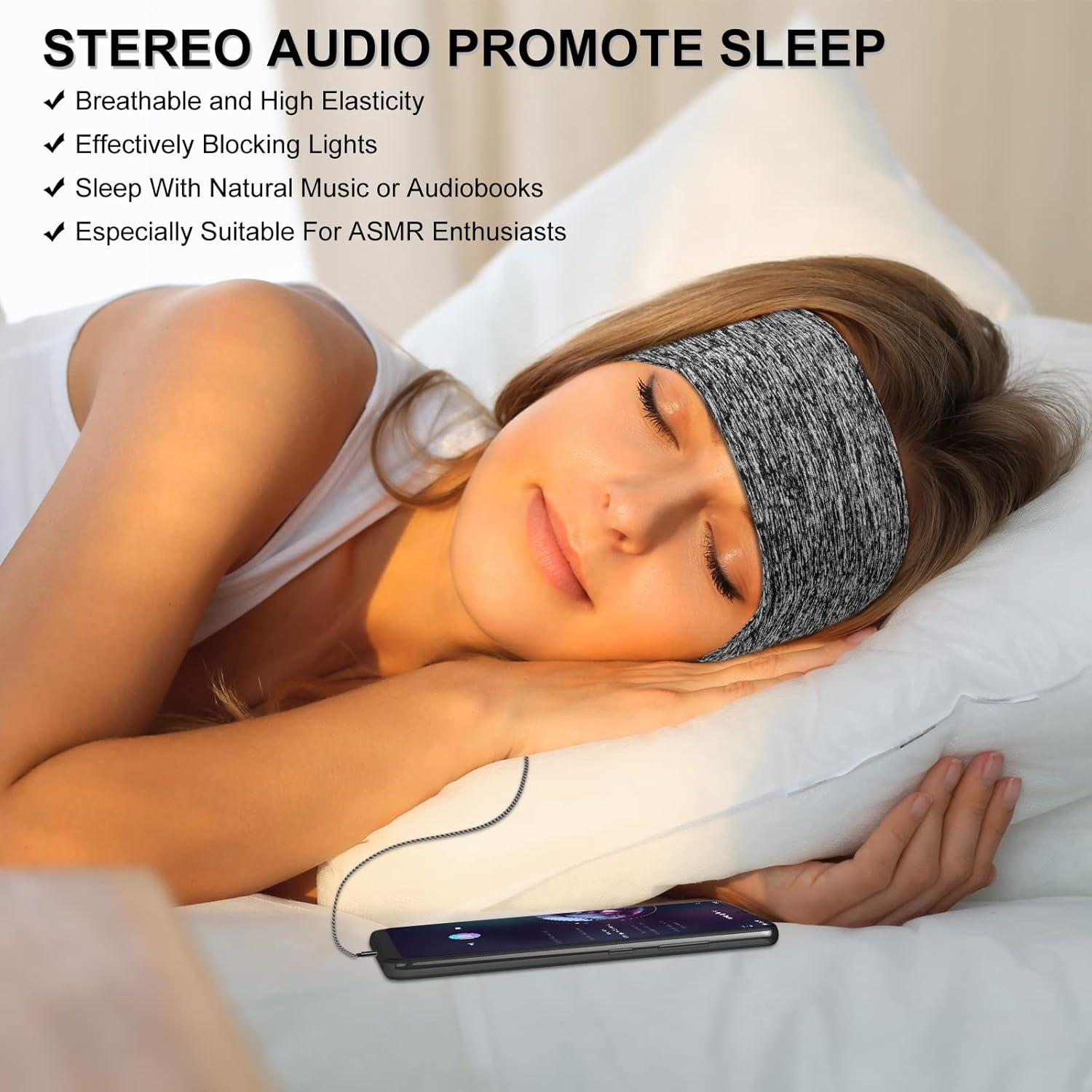 Sleep Headphones & Ear Warmers Headband Headphones & Ear Muffs Ear Covers with Ultra-Thin HD Stereo Speakers for Outdoor Sports Running Nap Sleeping ASMR & Daily Wear (Wired-Gray)