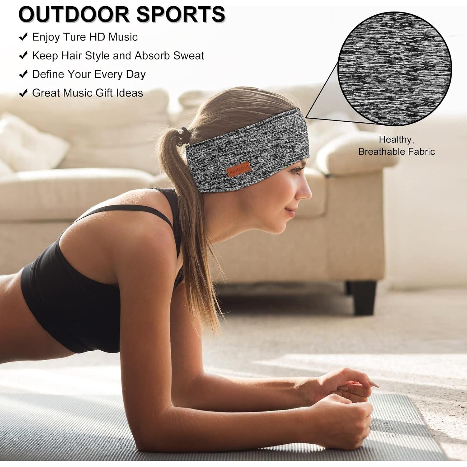 Sleep Headphones & Ear Warmers Headband Headphones & Ear Muffs Ear Covers with Ultra-Thin HD Stereo Speakers for Outdoor Sports Running Nap Sleeping ASMR & Daily Wear (Wired-Gray)