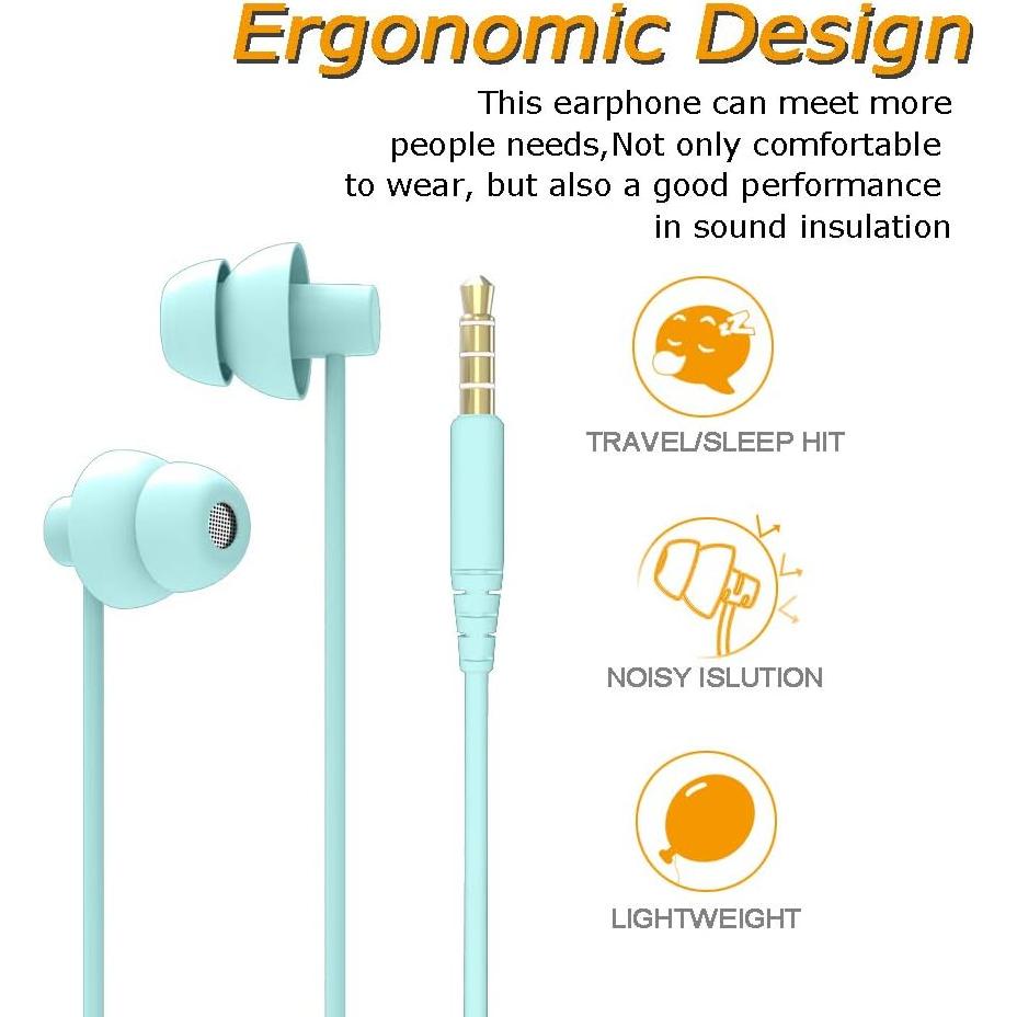 Sleep Soundproof Earbuds Headphones, Noise Isolating Soft Earbuds for Sleeping, Nighttime, Insomnia, Side Sleeper, Snoring, Travel, Meditation & Relaxation (Light Green)