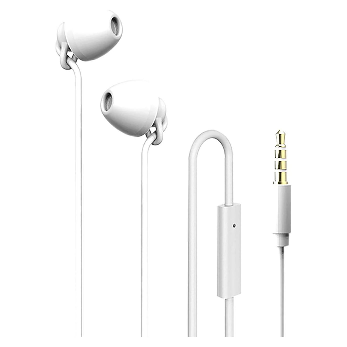 Sleeping Headphones Earphones, Soft Comfortable Silicone Noise Isolating Earbuds with Mic Earplugs for Nighttime, Insomnia, Travel, Sport, Meditation & Relaxation (White)