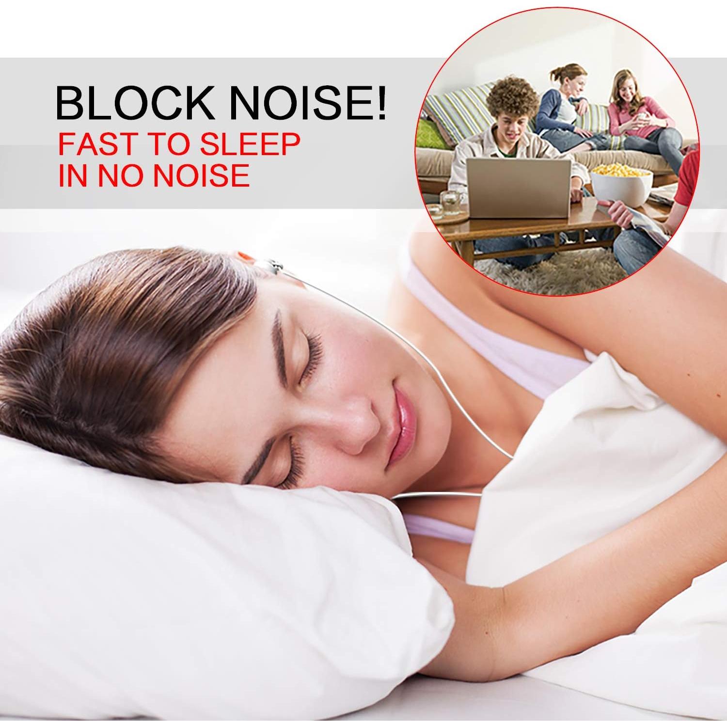 Sleeping Headphones Earphones, Soft Comfortable Silicone Noise Isolating Earbuds with Mic Earplugs for Nighttime, Insomnia, Travel, Sport, Meditation & Relaxation (White)