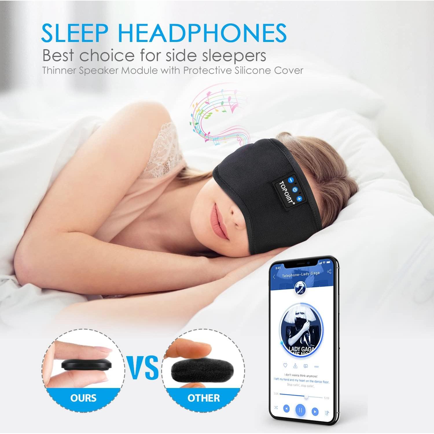 Auriculares para dormir TOPOINT Bluetooth 5.2, máscara de sueño