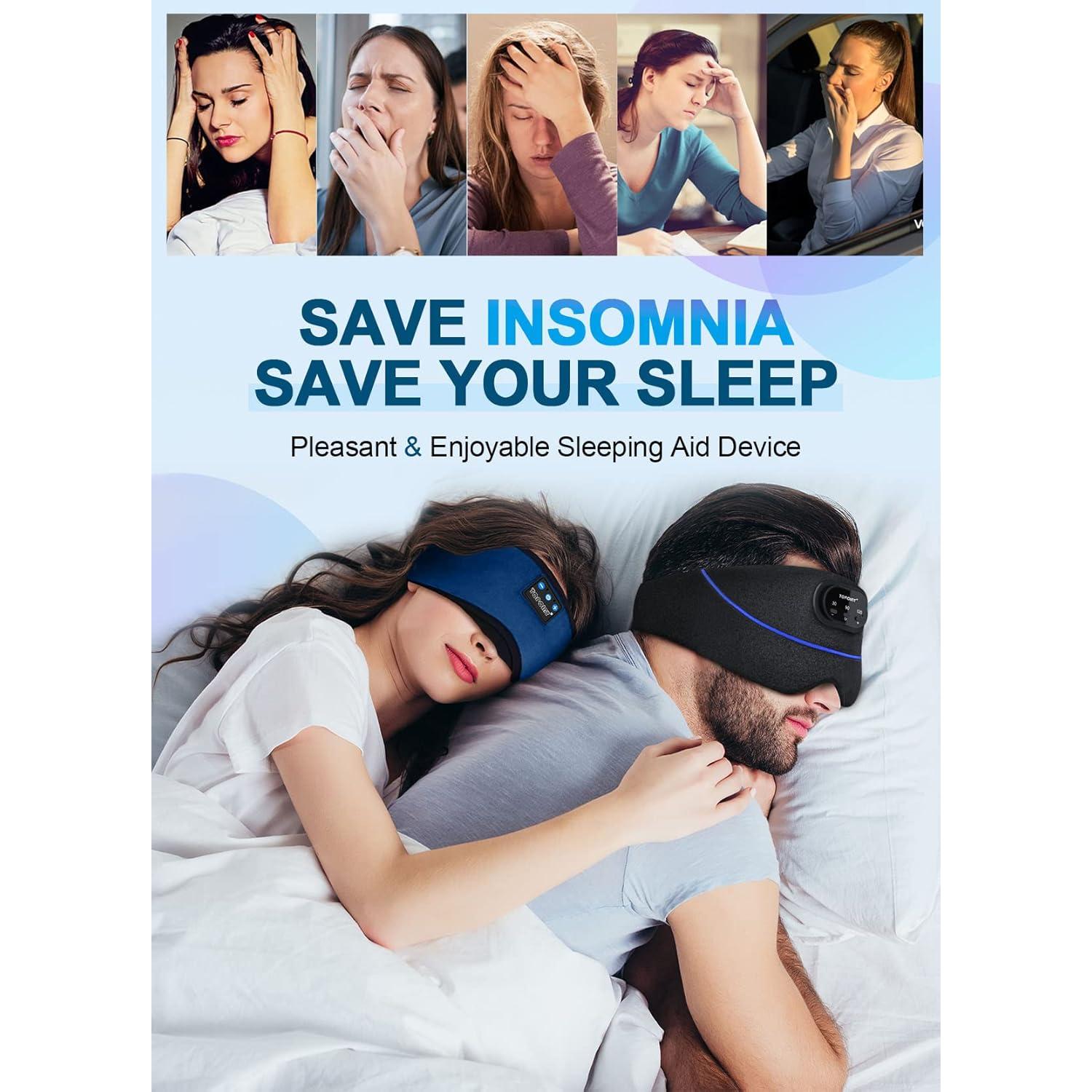 Auriculares para dormir TOPOINT Bluetooth 5.2, máscara de sueño