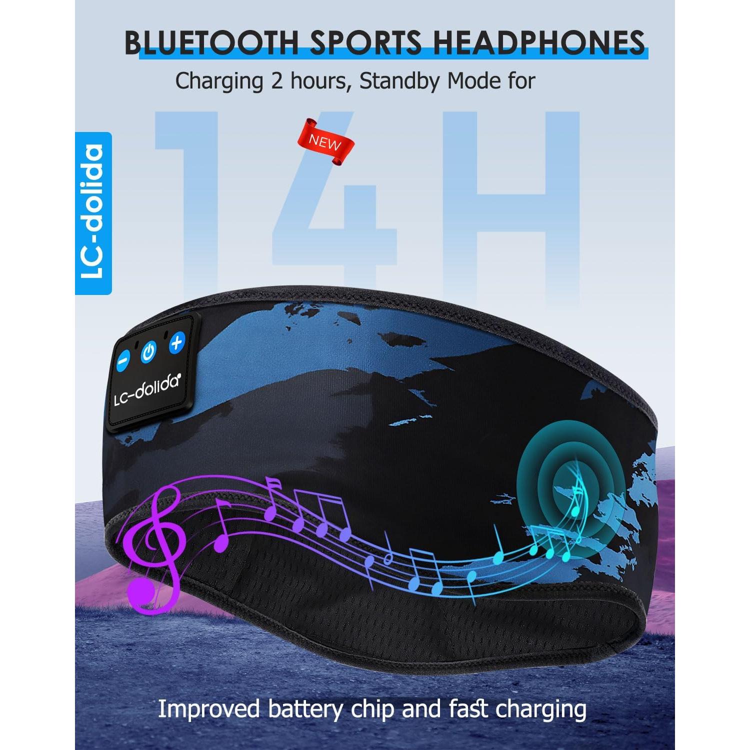 Diadema Bluetooth LC-dolida para Dormir y Deportes - Camuflaje Azul