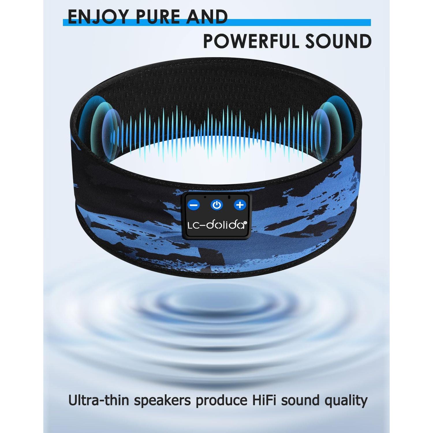 Diadema Bluetooth LC-dolida para Dormir y Deportes - Camuflaje Azul