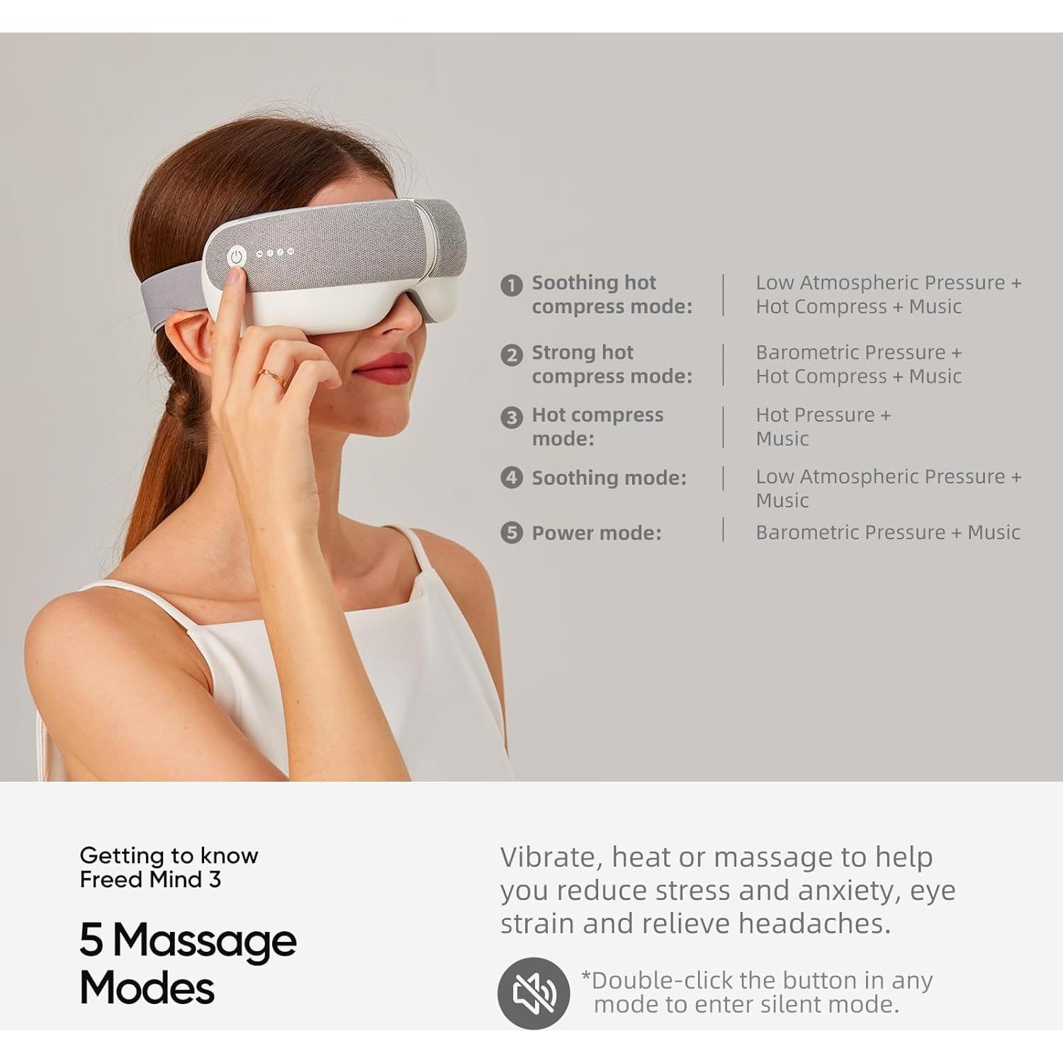 Masajeador de Ojos Freed Mind 3 con Calor y Bluetooth - Alivio Estrés