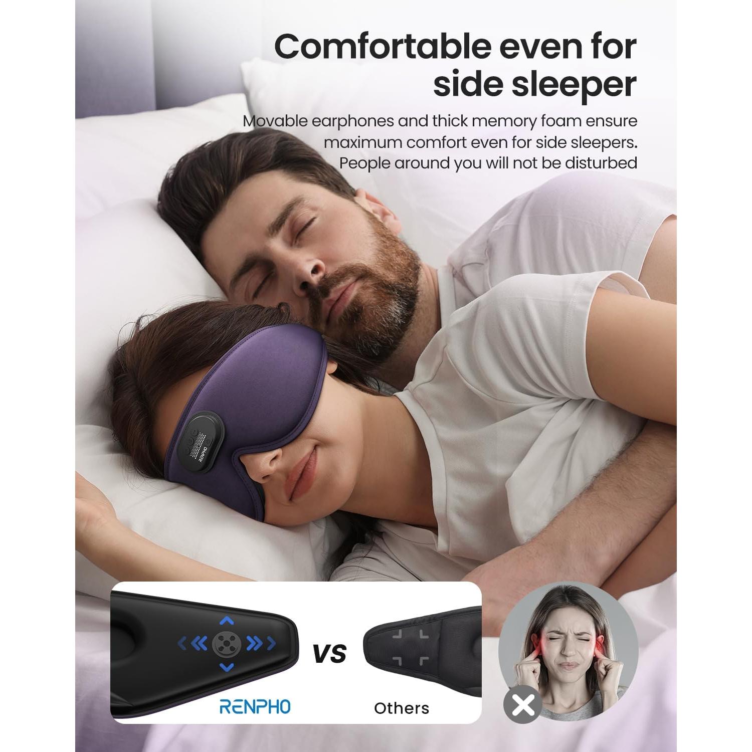 Máscara de Sueño Bluetooth RENPHO R-GS002-VT 3D Ultra Suave