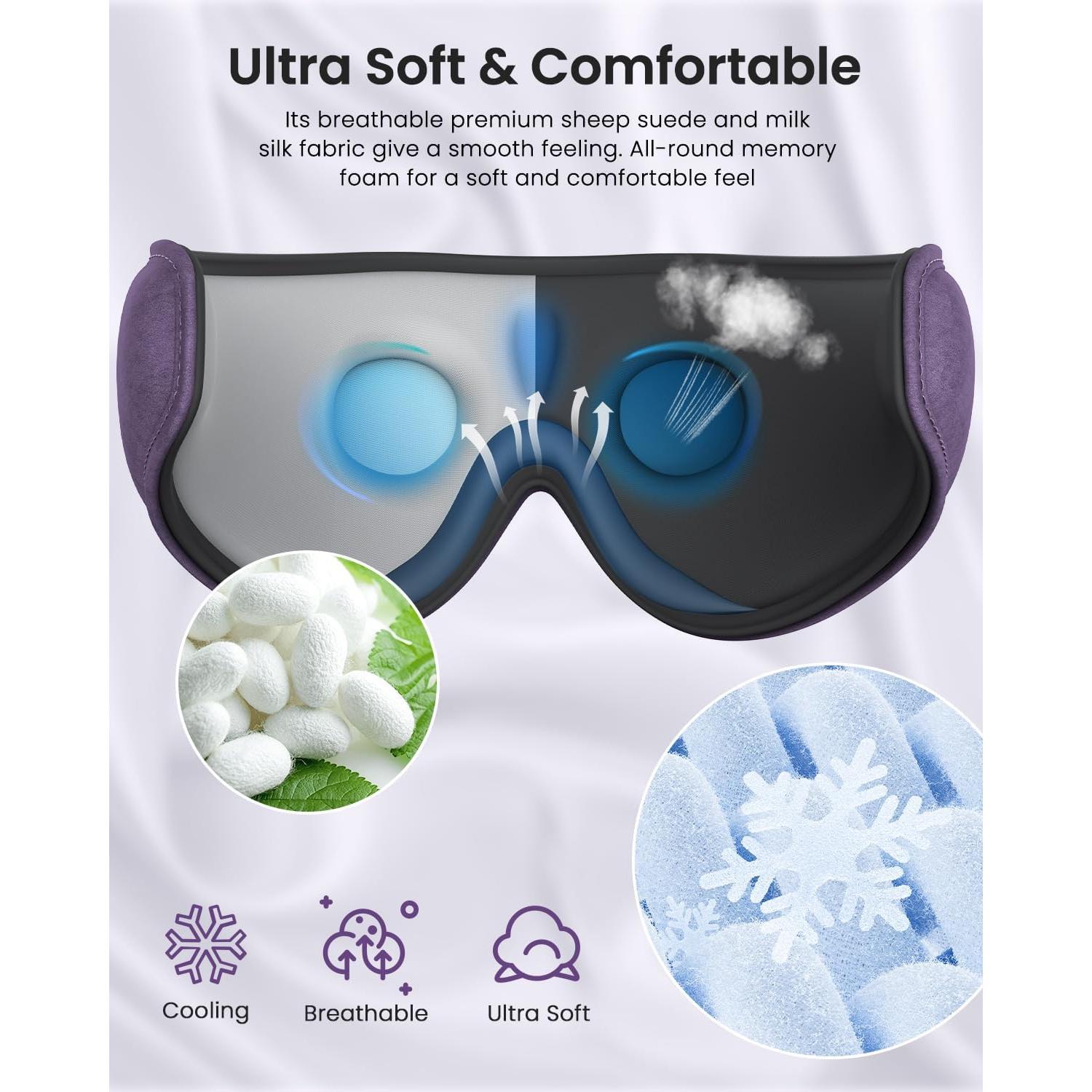 Máscara de Sueño Bluetooth RENPHO R-GS002-VT 3D Ultra Suave