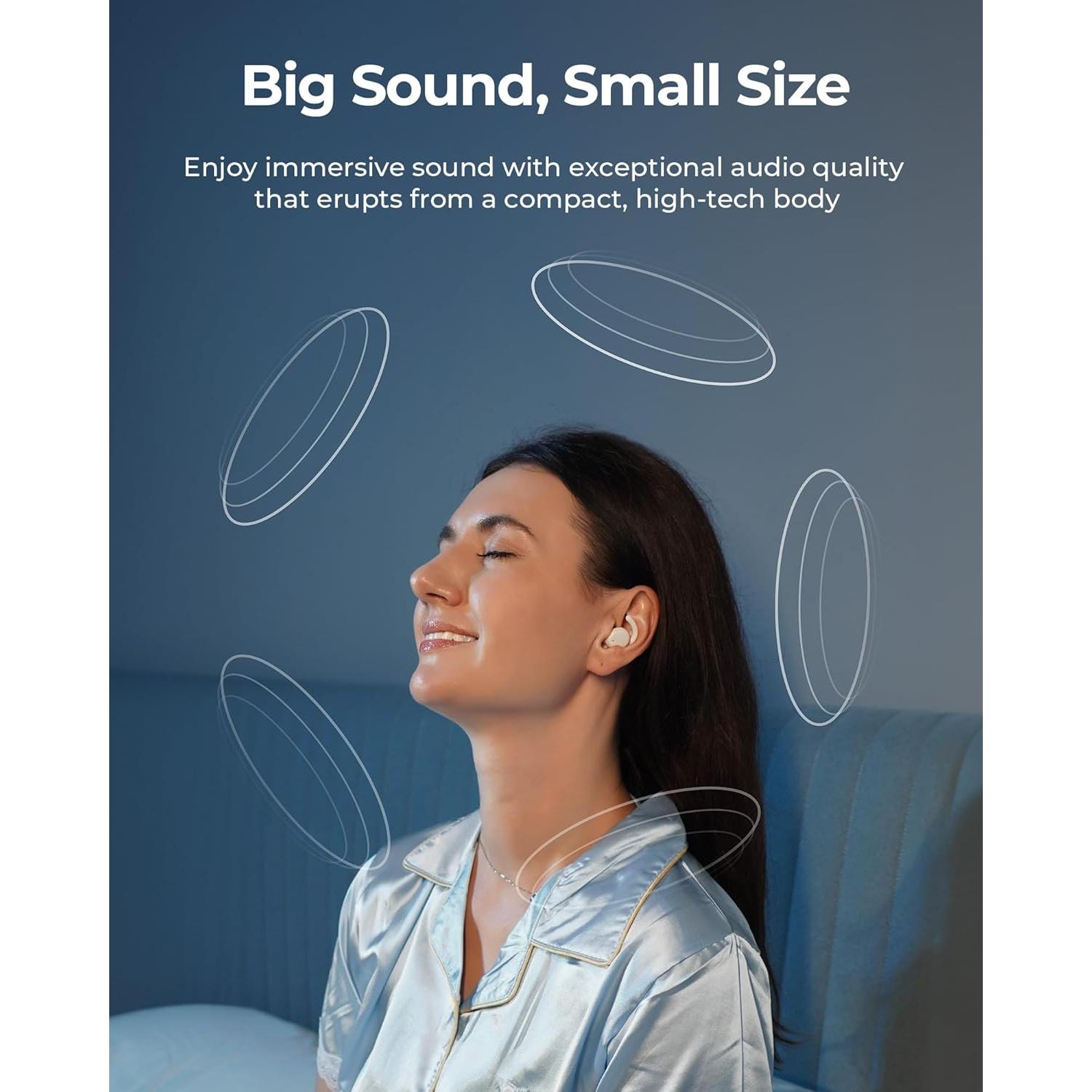 Lytmi CozySnug C1 Sleep Earbuds, Bluetooth 5.3 Noise-Blocking Sleep Headphones, App Control, Comfortable Fit, 3 Sizes of Ear Tips, 21H Playtime, Compact Design for Side Sleepers