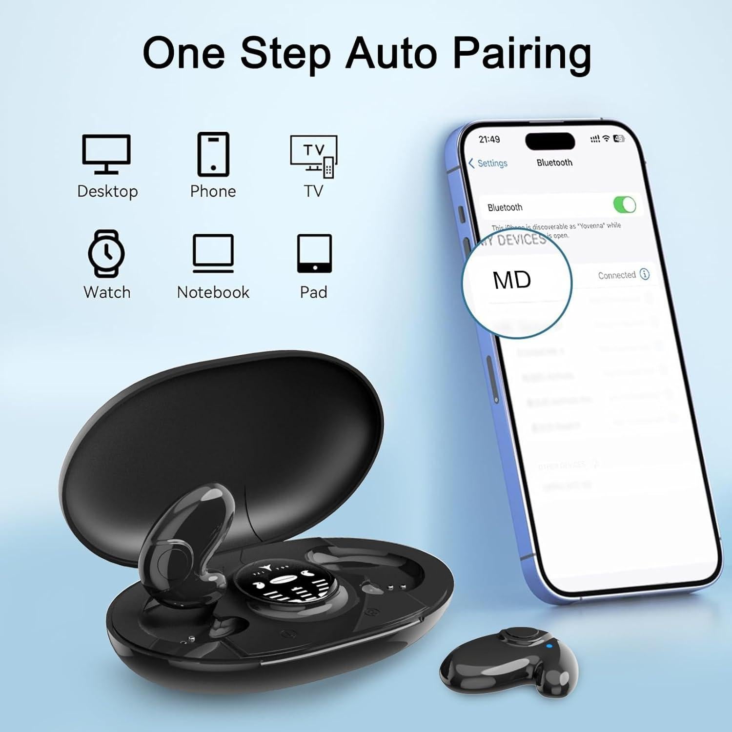 Auriculares Inalámbricos Ruoanun MD para Dormir con Estuche Carga