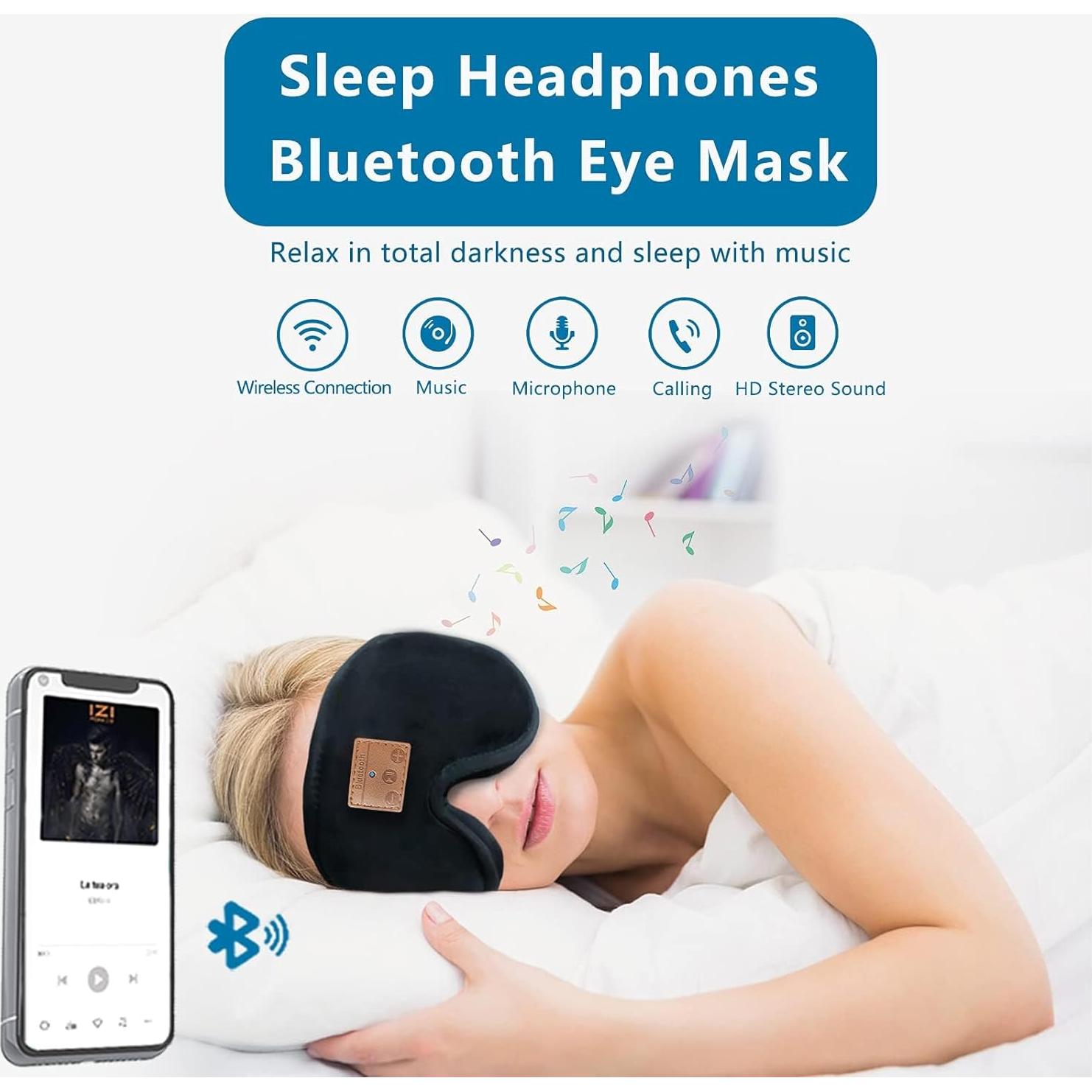 Mascarilla para dormir Bluetooth ZRUHIG con auriculares 3D
