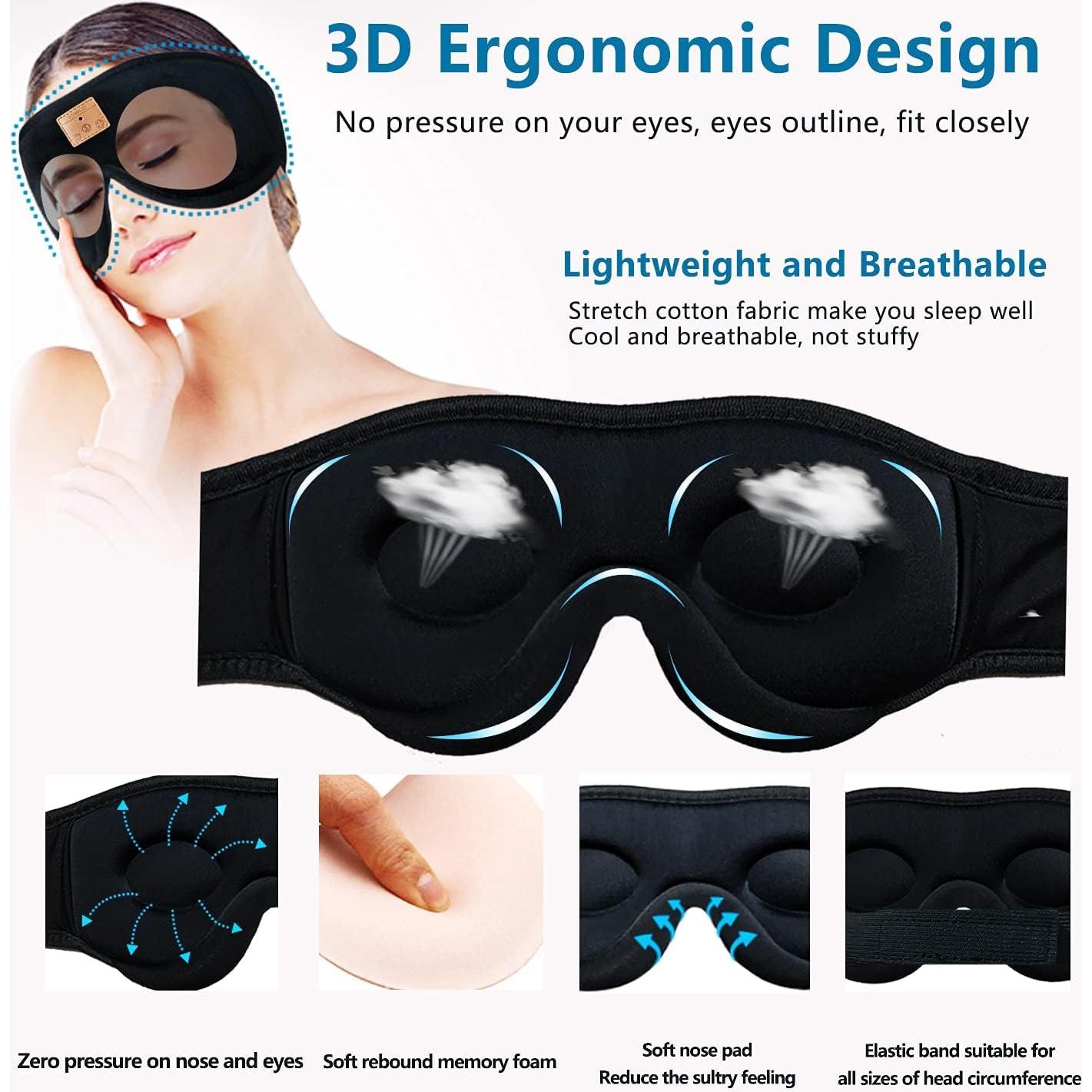Mascarilla para dormir Bluetooth ZRUHIG con auriculares 3D