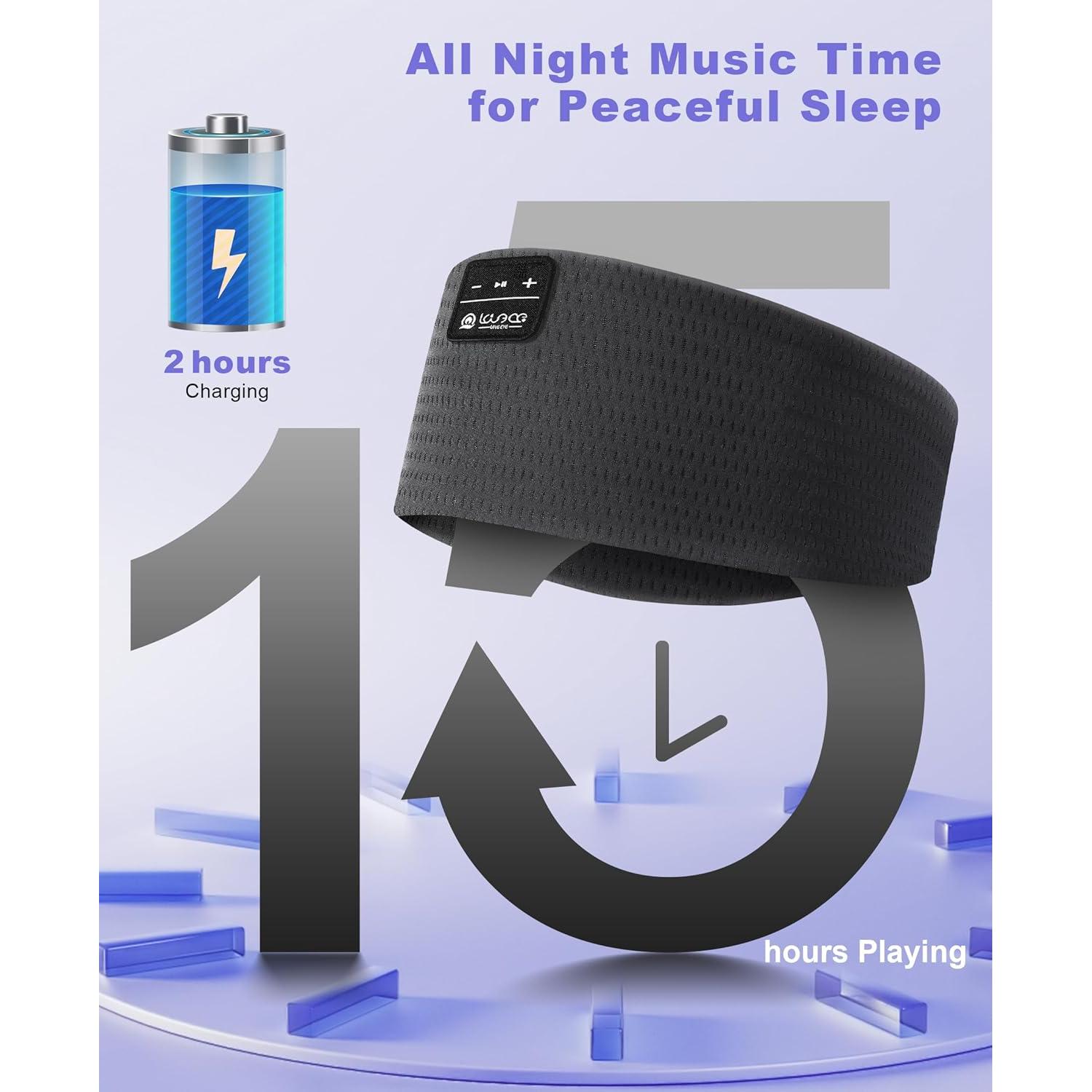 LOVE EYE Sleep Headphones Wireless Headband Headphones Bluetooth 5.4 for Side Sleeper Bluetooth Headband Earphones for Sports for tech Gadgets Gifts